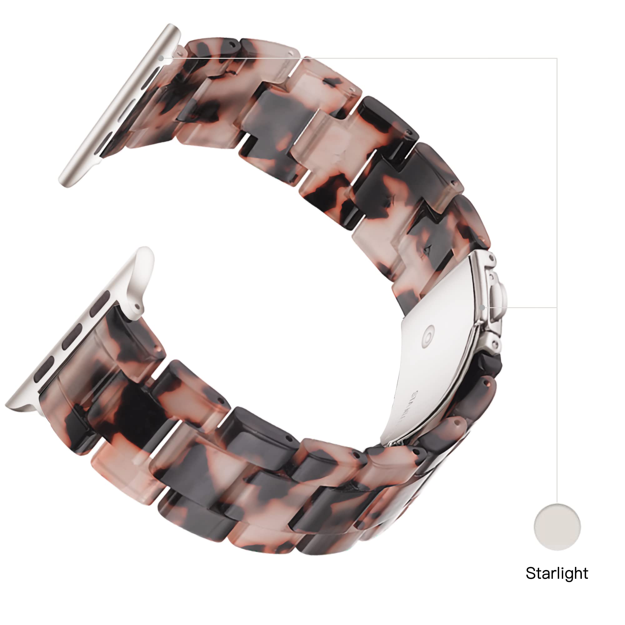 Light Apple Watch Band Fashion Resin Apple Watch Series 10 Series 9 Series 8 Band,Iwacth Bands,Apple Watch Bands For Women,Compa