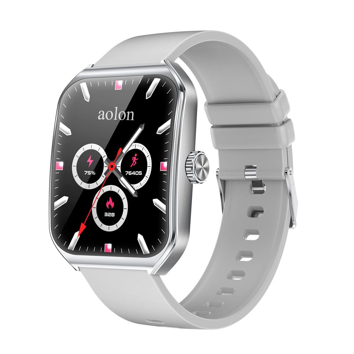 Aolon Curve Smart Watch For Men Women, 1.83 '' Hd Smartwatch With Silver Aluminium Case Silver Band (Answer/Make Call), 120+ Spo
