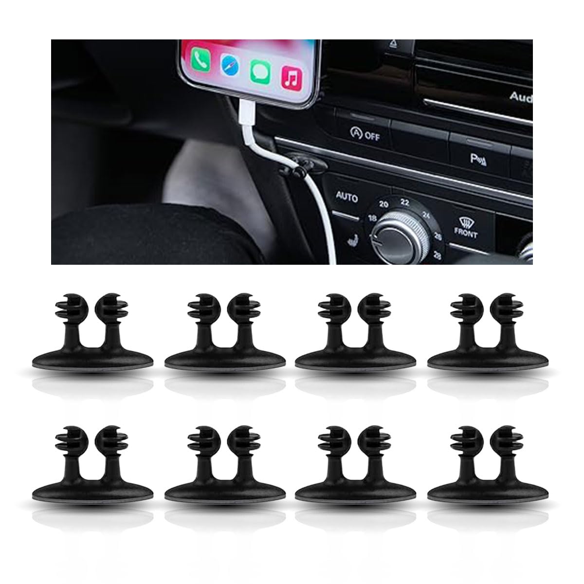 Joycourt 8Pcs Car Cable Clips Usb Cable Line Clip Holder For Car, Durable Strong Adhesive Cord Cable Holder Wire Organizer, Cord