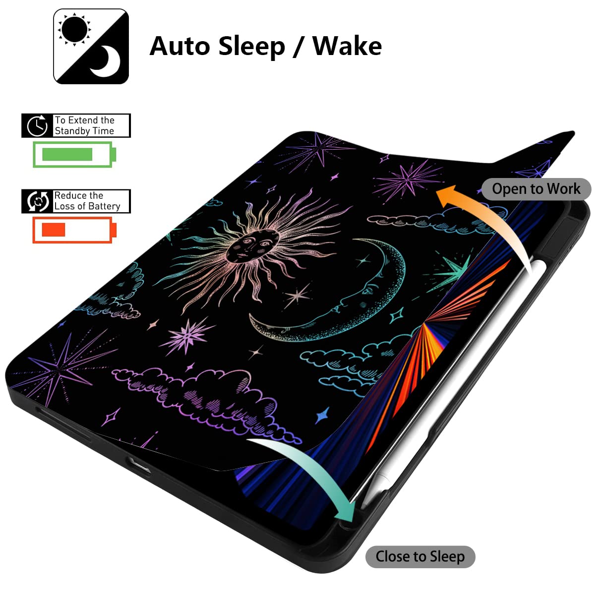 Dongke Case For Ipad Pro 12.9 Inch 6Th Generation 2022, Built-In Pencil Holder + Trifold Stand + Auto Wake/Sleep + Protective Co