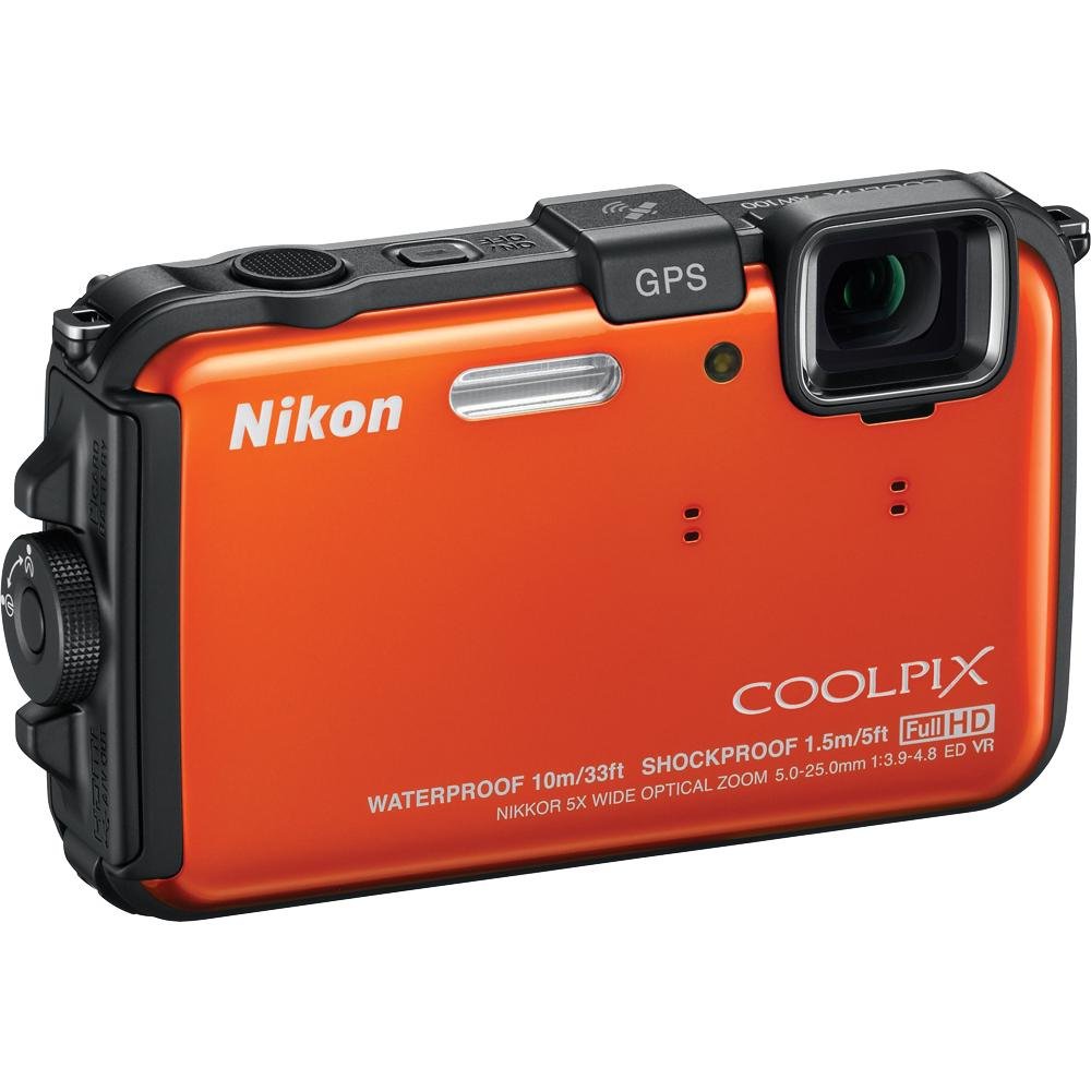 Nikon Coolpix Aw100 16 Mp Cmos Waterproof Digital Camera With Gps And Full Hd 1080P Video (Orange) (Old Model)