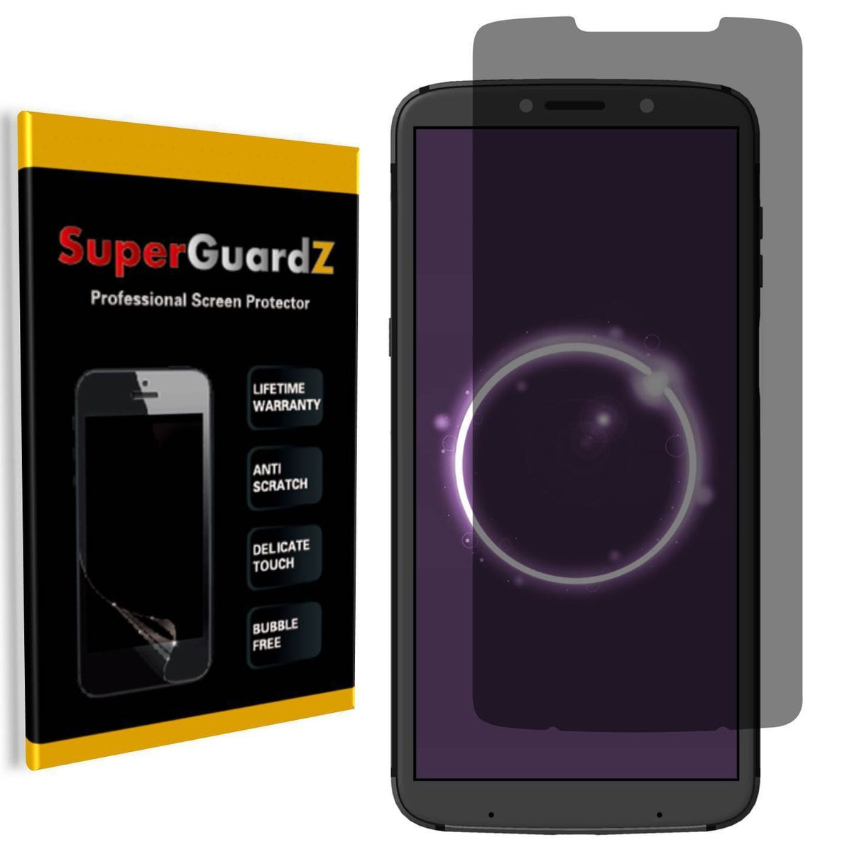 [2 Pack] Motorola Moto Z3 / Motorola Moto Z3 Play Screen Protector [Privacy Anti Spy], Superguardz, Anti Glare, Anti Scratch, An