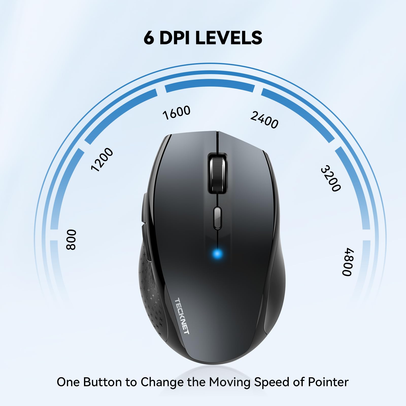 Tecknet Bluetooth Mouse, 4800 Dpi Wireless Mouse, 2 Year Battery Computer Mouse 6 Adjustable Dpi, 6 Buttons Compatible With Laptop/Windows/Computer