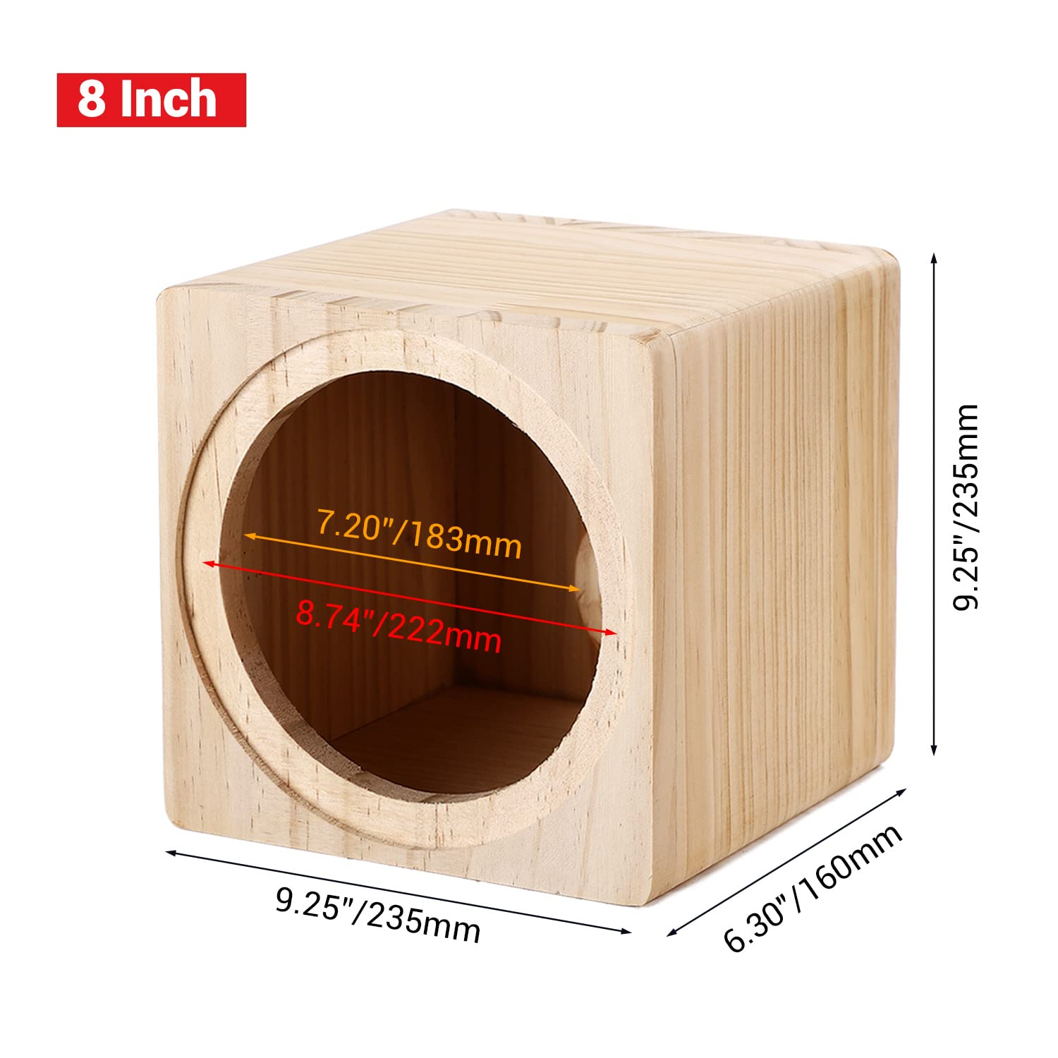 Facmogu 8In Ported Wooden Speaker Enclosure, Single Car Wood Speaker Enclosure With Sound Absorbing Cotton & Speaker Terminal Cup, Vented Speaker Box Enclosure