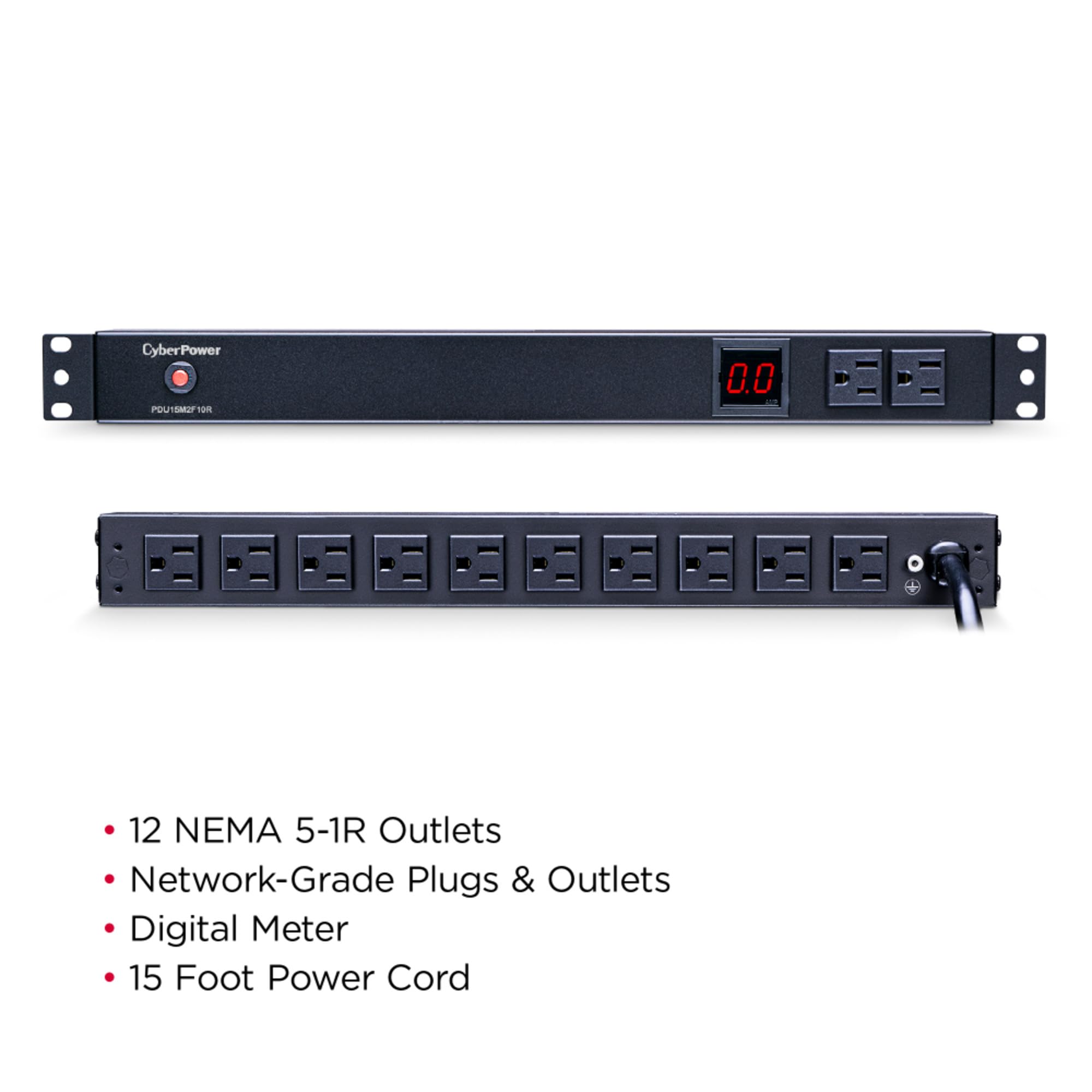 Cyberpower Pdu15M2F10R Metered Pdu, 100 125V/15A, 12 Outlets, 1U Rackmount