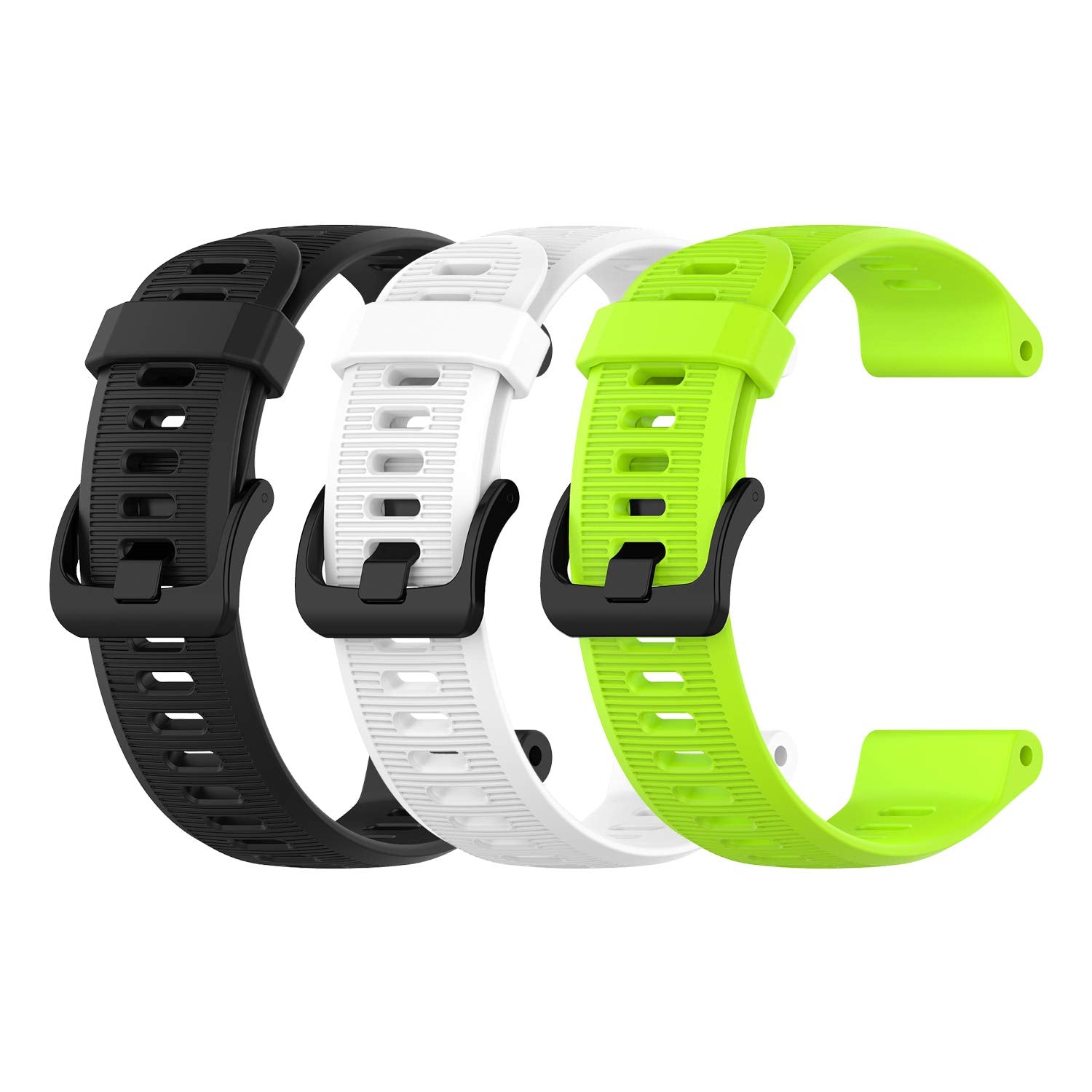 Eeweca 3 Pack Silicone Bands For Garmin Forerunner 945 Smartwatch Replacement Strap (Black, White, Green)