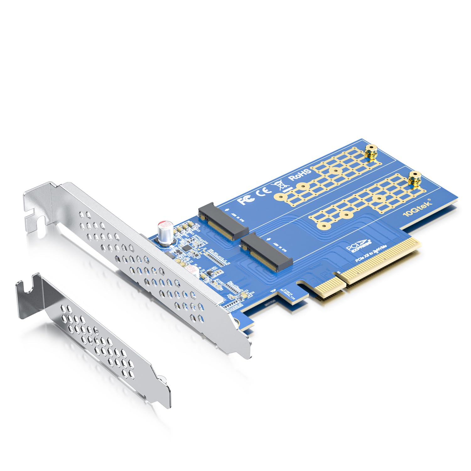 10Gtek 2 Port M.2 Nvme Adapter M Key, Pcie X8 Gen3. Requires Motherboard Bios Support For Bifurcation