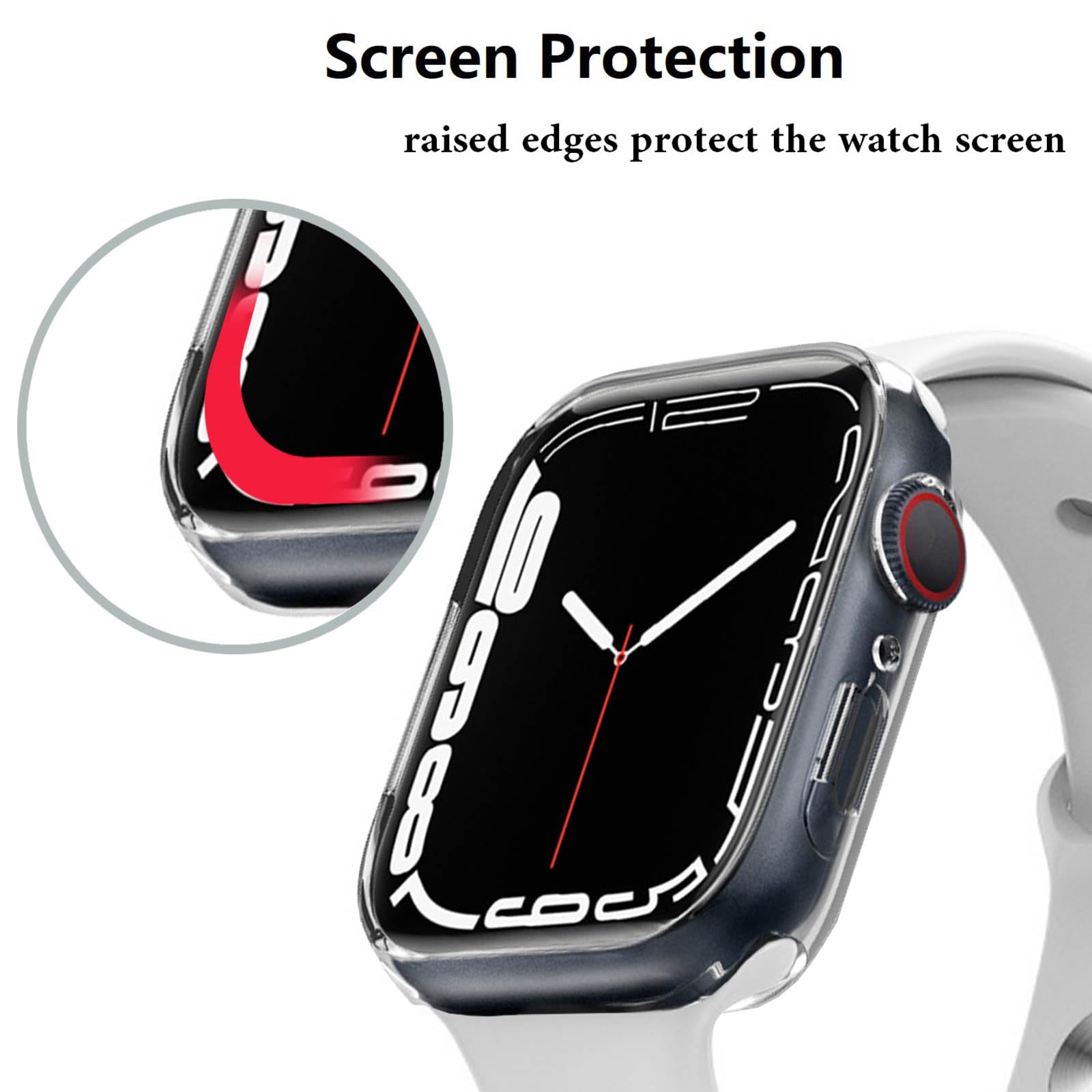 Hontao Ultra Thin Soft Tpu Shockproof Bumper Case For Iwatch Apple Watch Series 9/8/7 Clear 45Mm