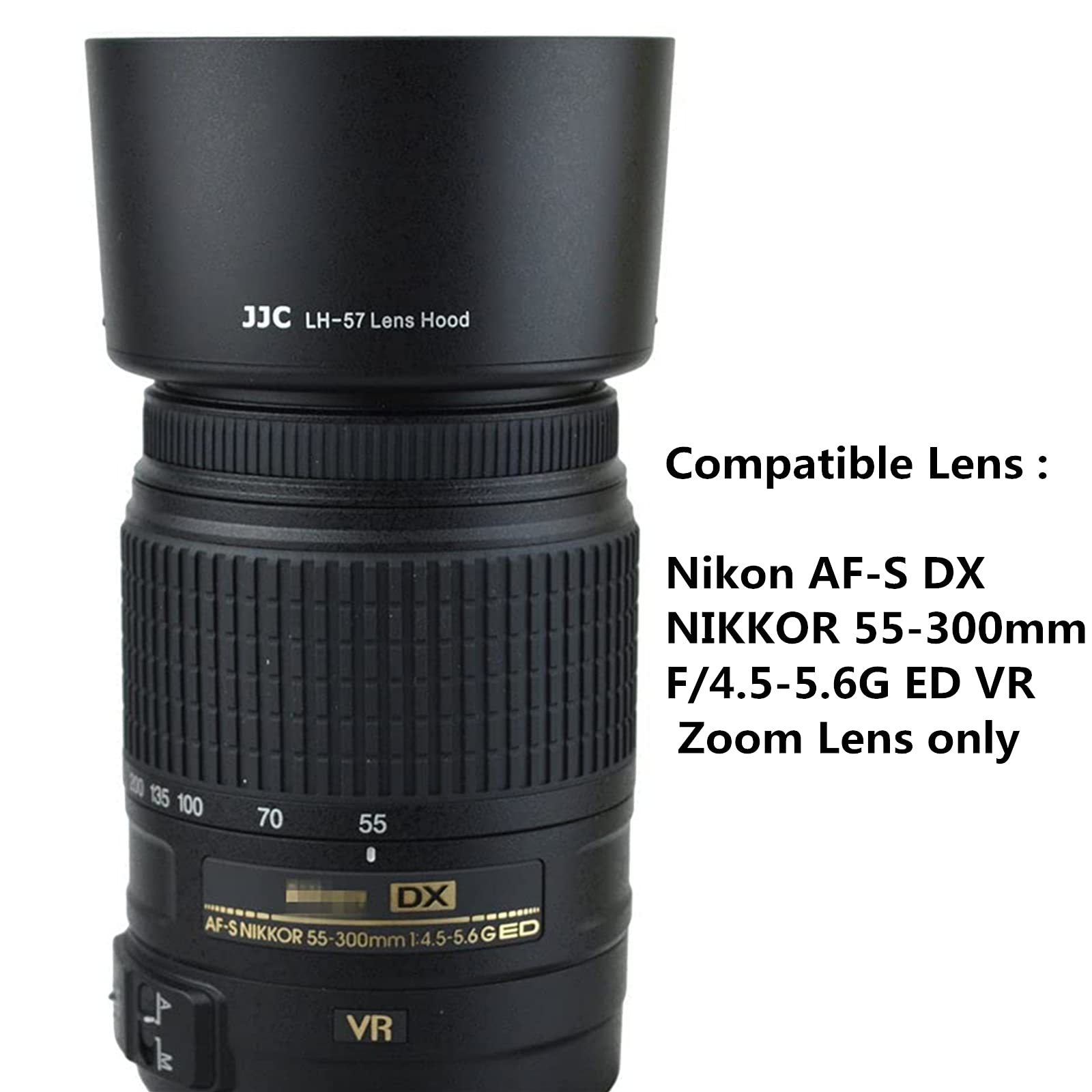 Reversible Camera Lens Hood Hb 57 Replacement For Nikon Dx 55 300Mm F4.5 5.6G Ed Vr Zoom Lens On D500 D7500 D7200 D7100 D7000 D5