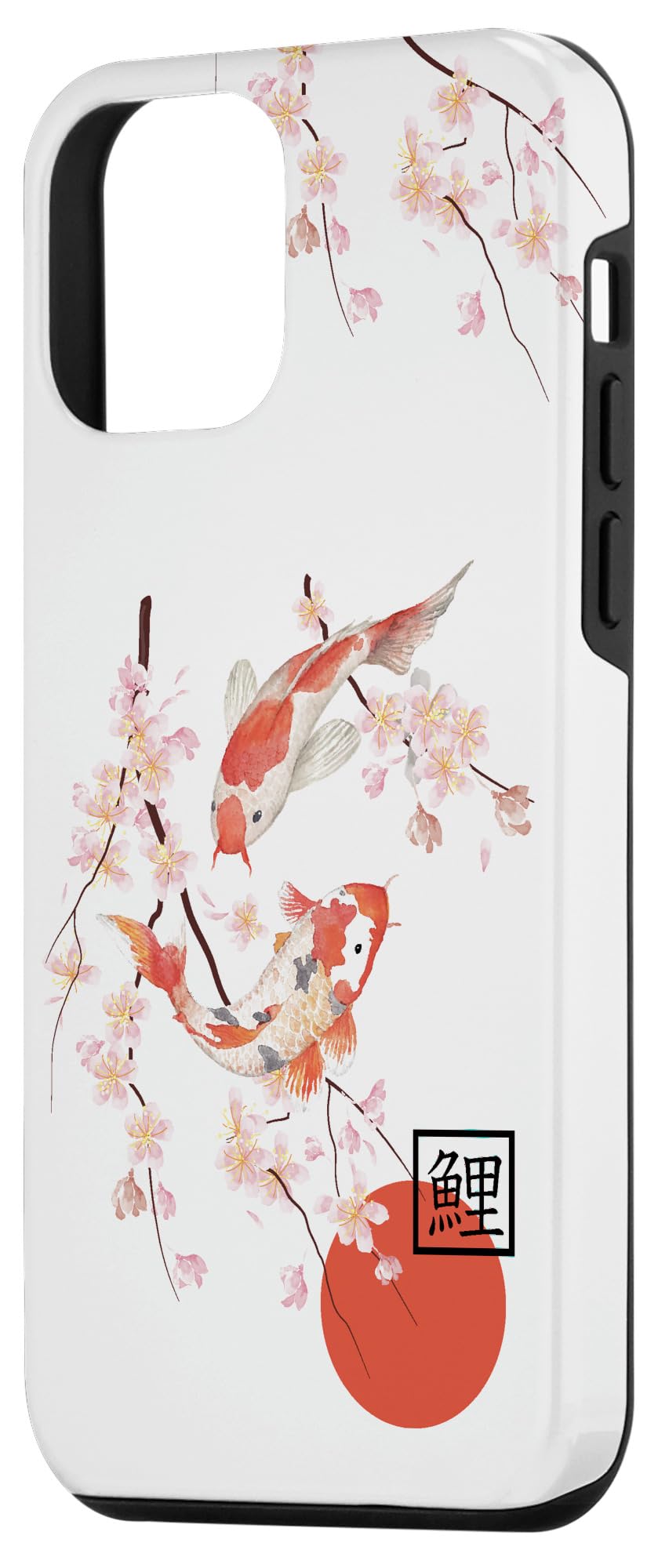 iPhone 12 mini Phone Case with Cherry Blossom Japanese Koi Carp Fish Sakura Graphic Polycarbonate