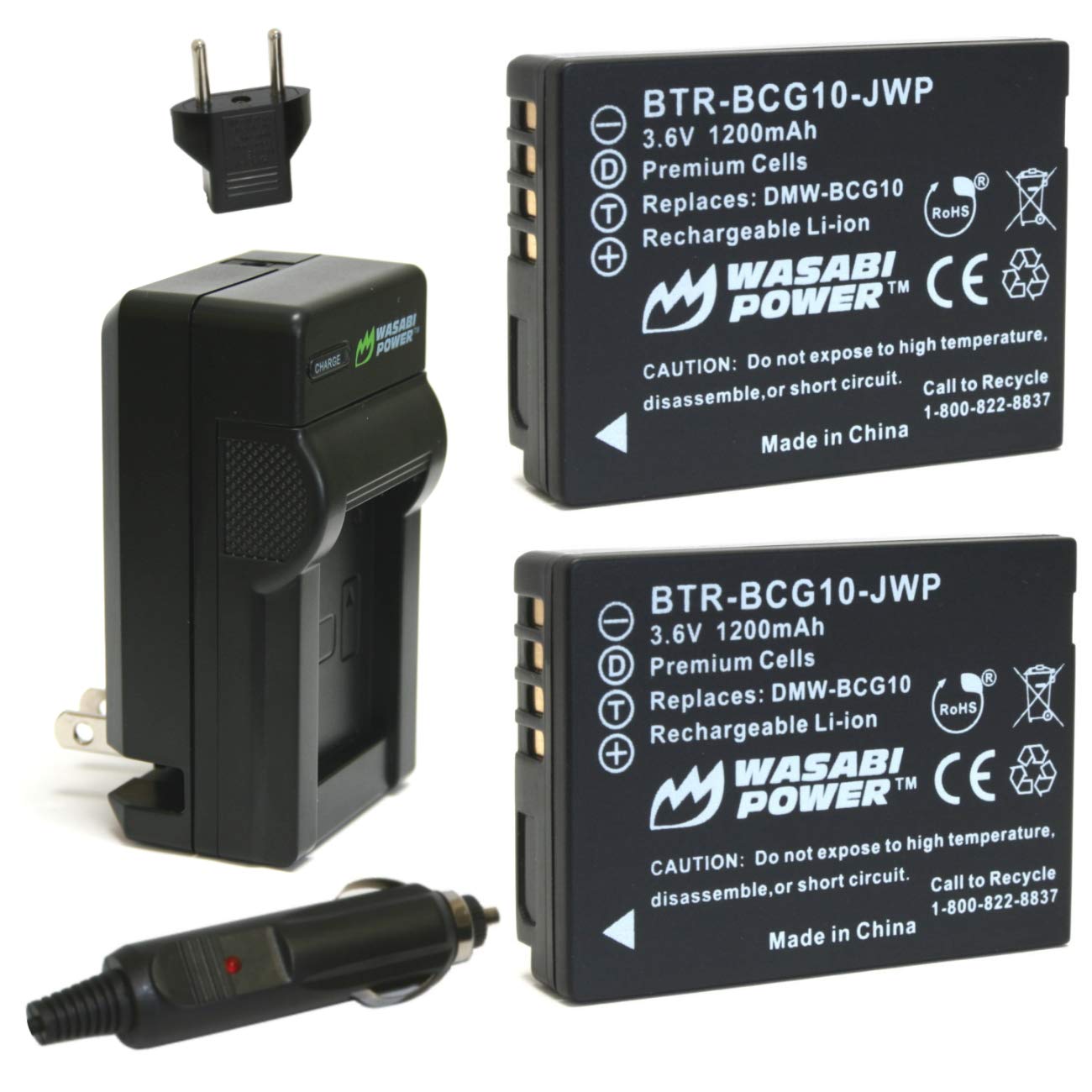 Wasabi Power Battery (2 Pack) And Charger For Panasonic Dmw Bcg10, Dmw Bcg10E, Dmw Bcg10Pp And Panasonic Lumix Dmc 3D1, Dmc Sz8,
