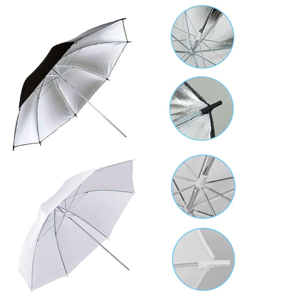Photography Umbrella Lighting 4 Pack Kit, 33''/84Cm Soft White Translucent And Reflective Umbrella For Photo And Video Studio Sh