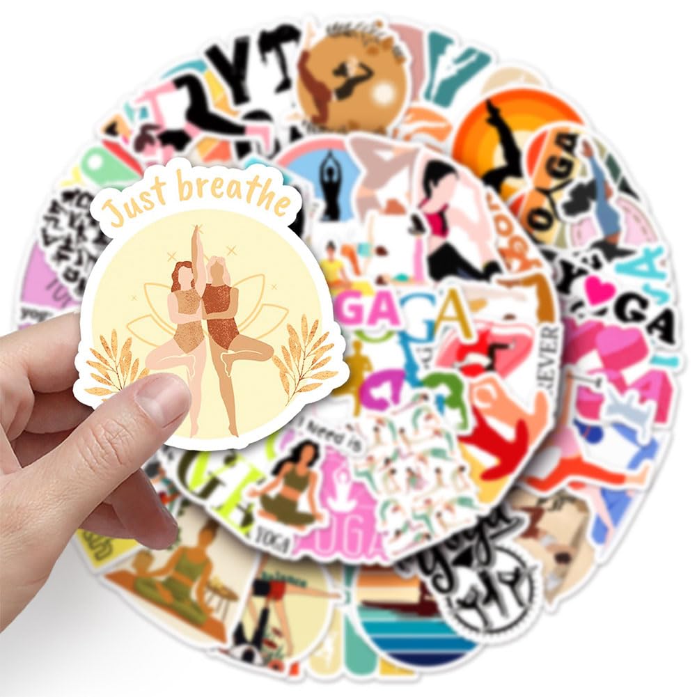 Yoga Stickers |50Pcs Yoga Waterproof Vinyl Decals For Water Bottles Laptop Luggage Cup Mobile Phone Computer Skateboard Refriger
