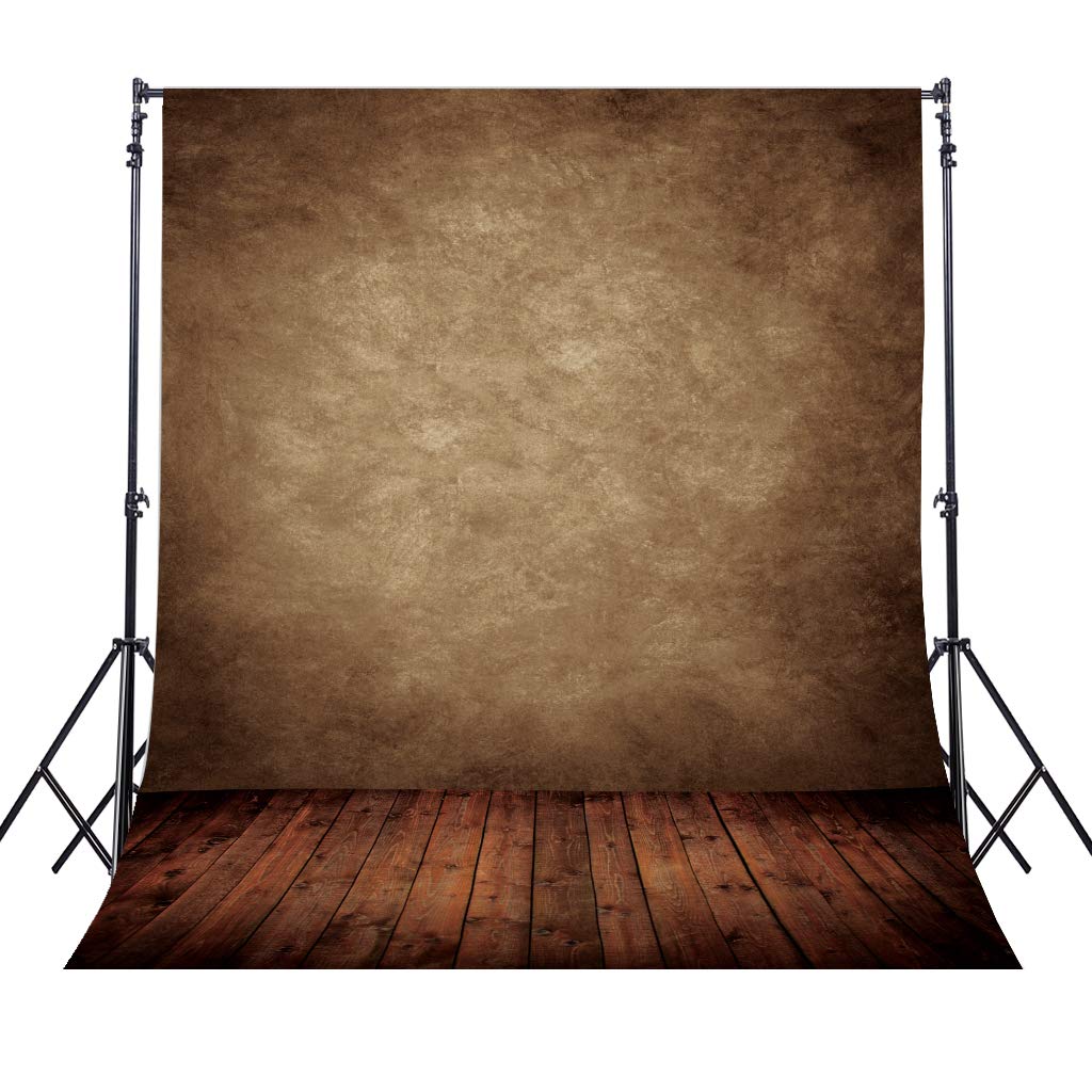 Riyidecor Brown Backdrop Rustic Brown Wall Wooden Floor 5Wx7H Feet Soft Fabric Polyester Newborn Abstract Portrait Baby Photogra