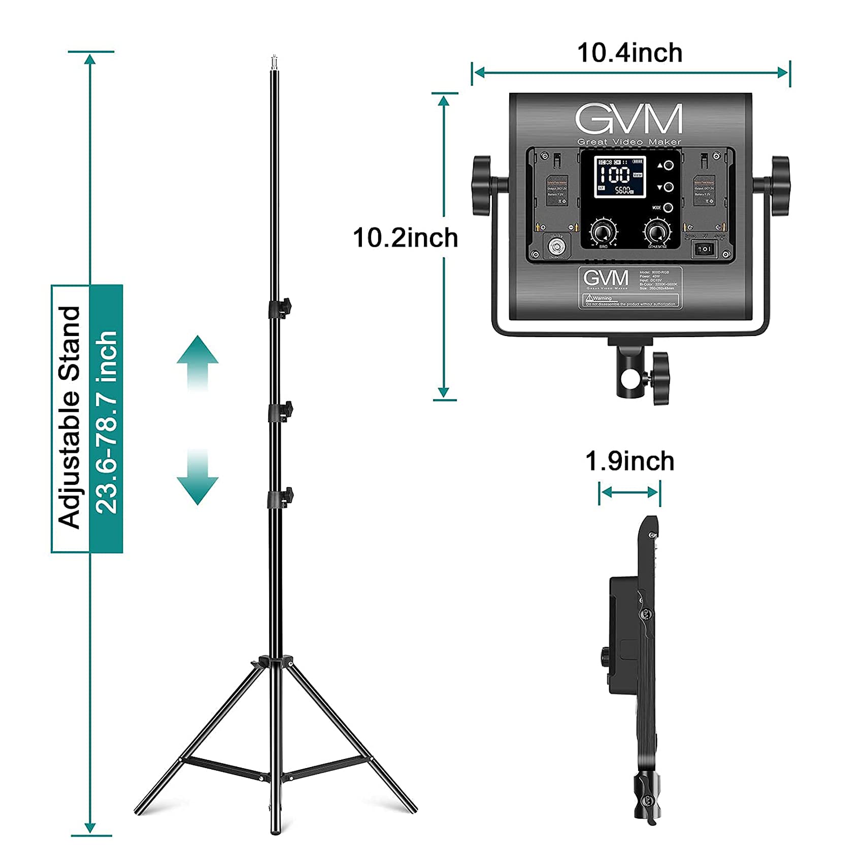 Gvm Rgb Led Video Light With Bluetooth Control, 60W Photography Studio Lighting Kit With Stands, 2 Packs 880Rs Dimmable Led Pane