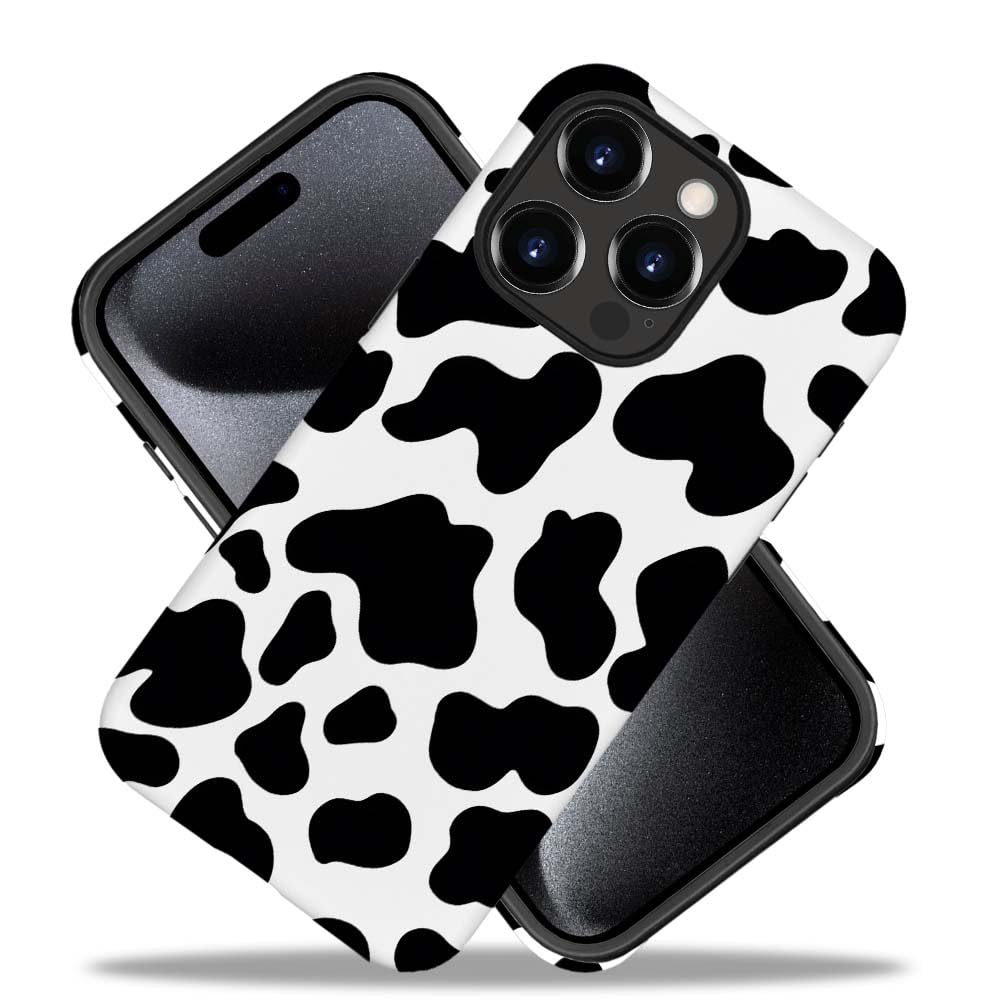 Seized Case Compatible With For Iphone 13 Pro,Black White Cow Pattern Phone Case For Girl Women Boy Men,Durable Protection Case