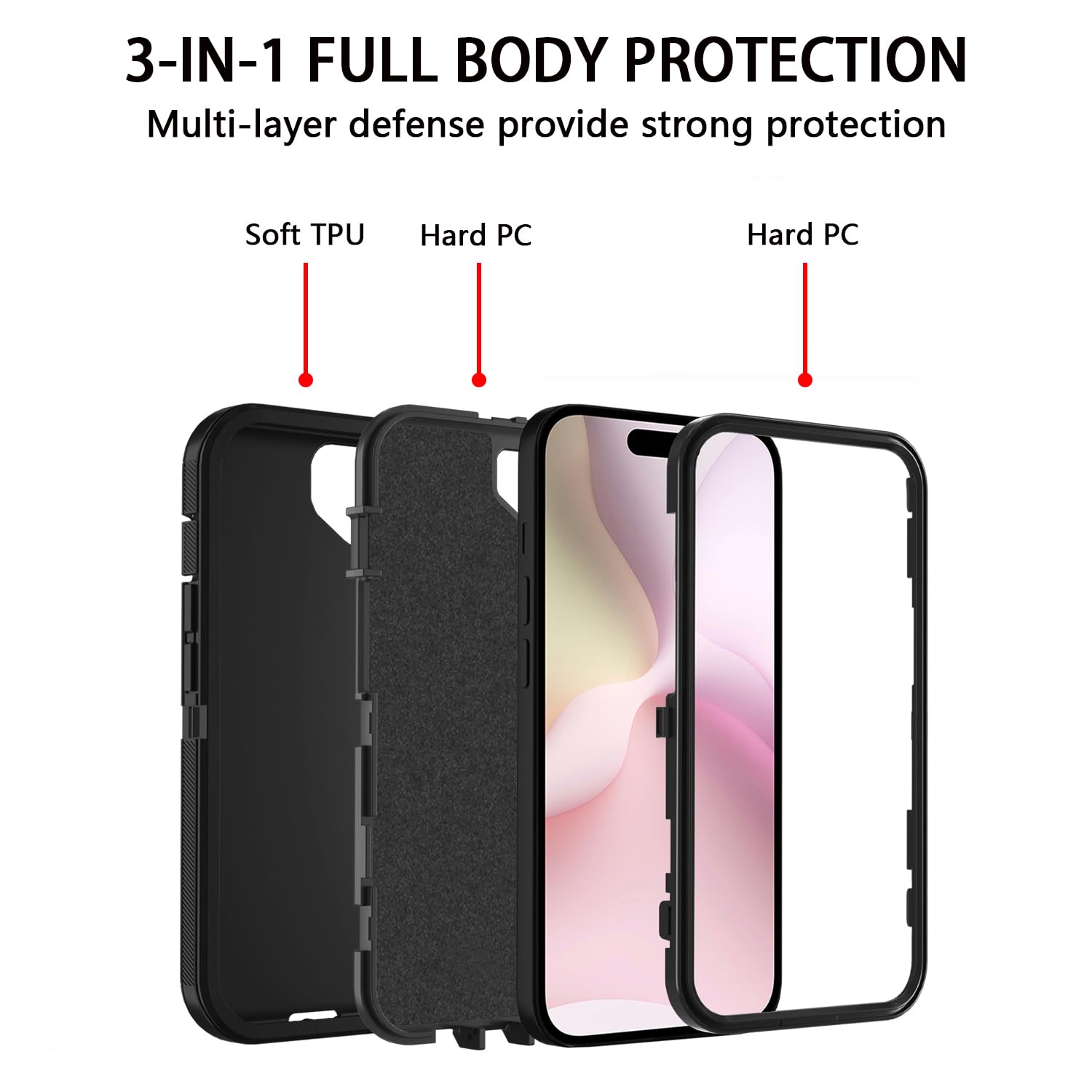Stmedazm For Iphone 16E Case, Military Grade Heavy Duty [3-Layer] Dustproof Shockproof Full-Body Phone Protective Case For Iphon