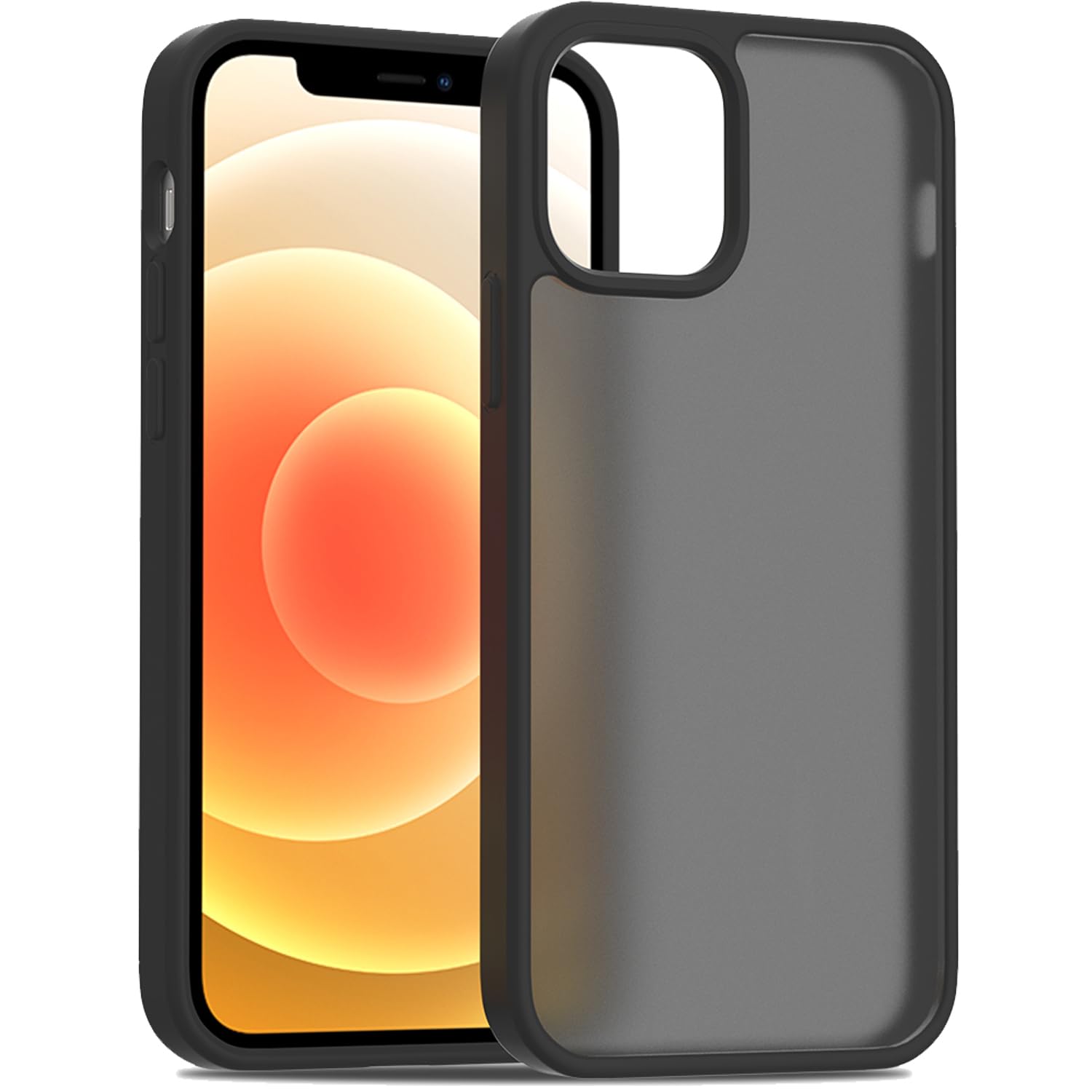 Tenoc Phone Case Compatible With Iphone 12 Mini, Black Case Translucent Protective Bumper Matte Hard Back Cover For 5.4 Inch