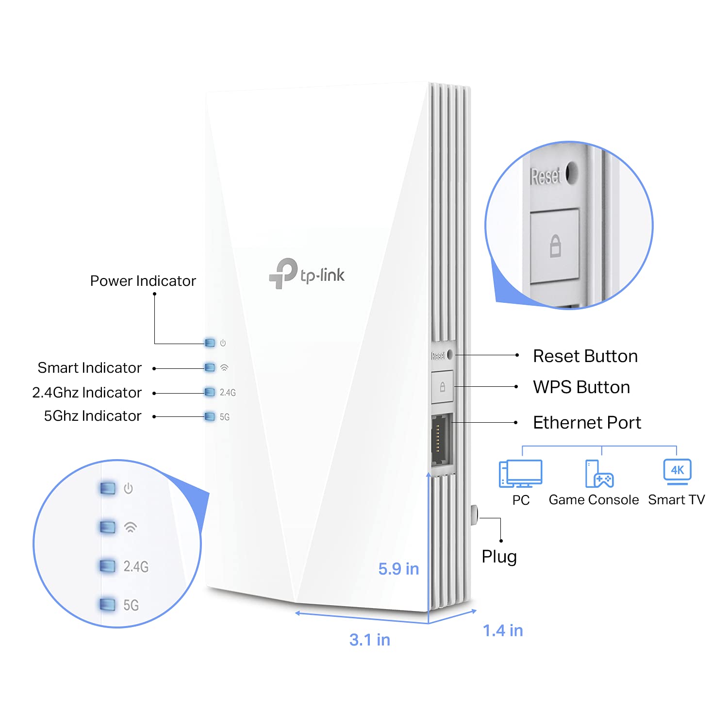 Tp Link Ax1500 Wifi Extender Internet Booster(Re500X), Wifi 6 Range Extender Covers Up To 1500 Sqft And 25 Devices,Dual Band, Ap
