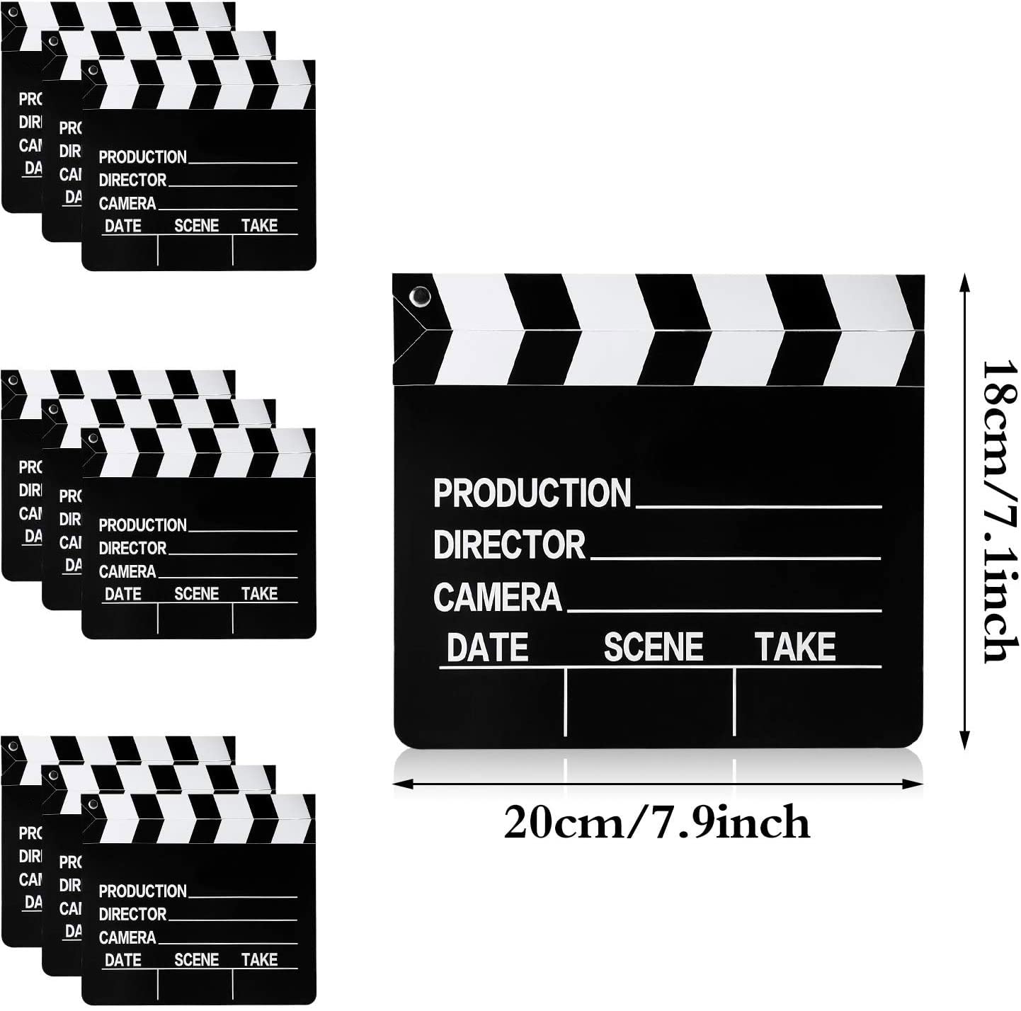 10 Pieces Movie Film Clap Board, 7 X 8 Inch Cardboard Movie Clapboard Directors Clapper Writable Cut Action Scene Board For Movi