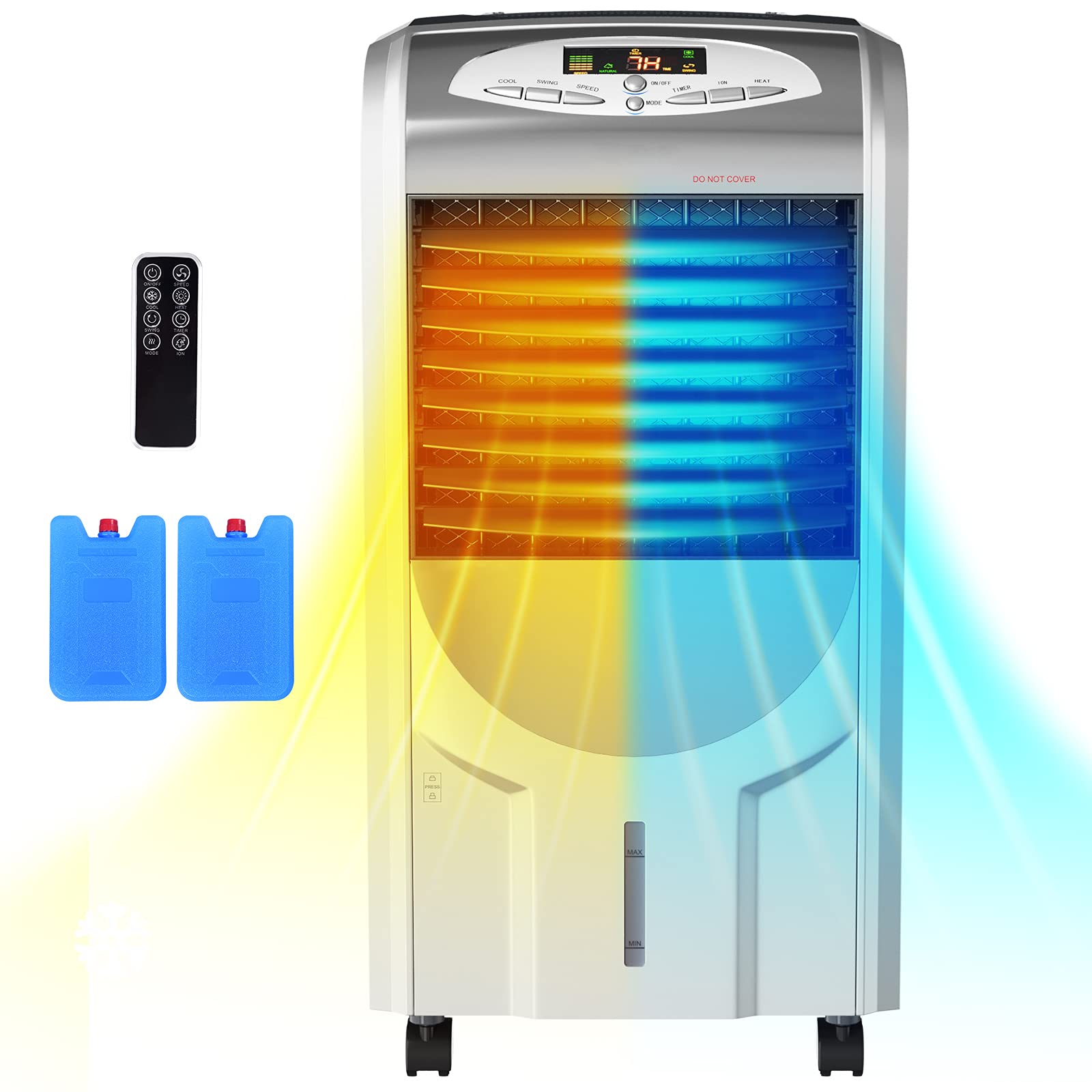 Goflame Air Cooler And Heater, Portable Evaporative Air Cooling Fan Filter Humidifier With Ice Crystal Box, Remote Control, Adju