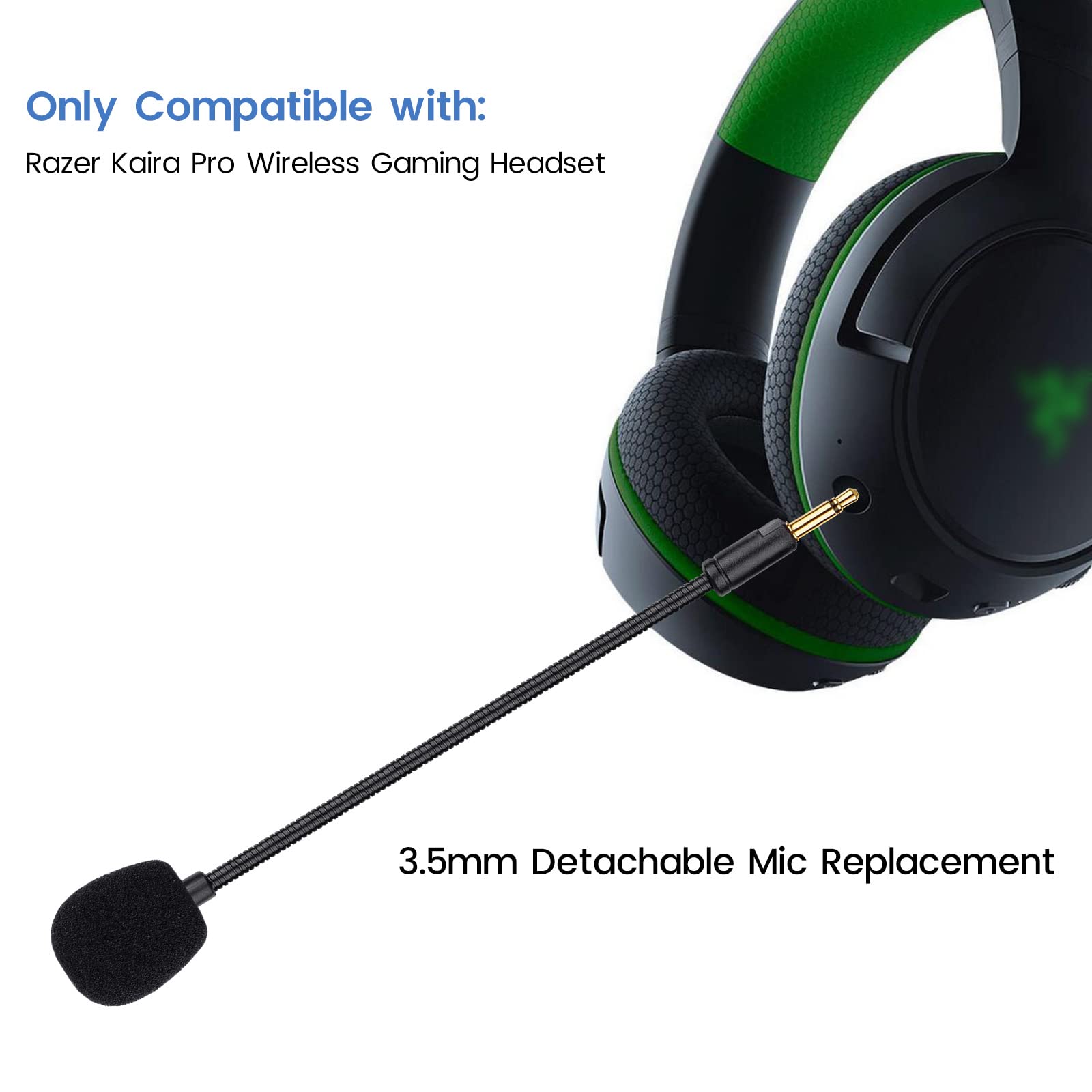 Kaira Pro Mic Replacement For Razer Kaira Pro Wireless Gaming Headset, 3.5Mm Detachable Noise Cancelling Microphone Boom For Xbo