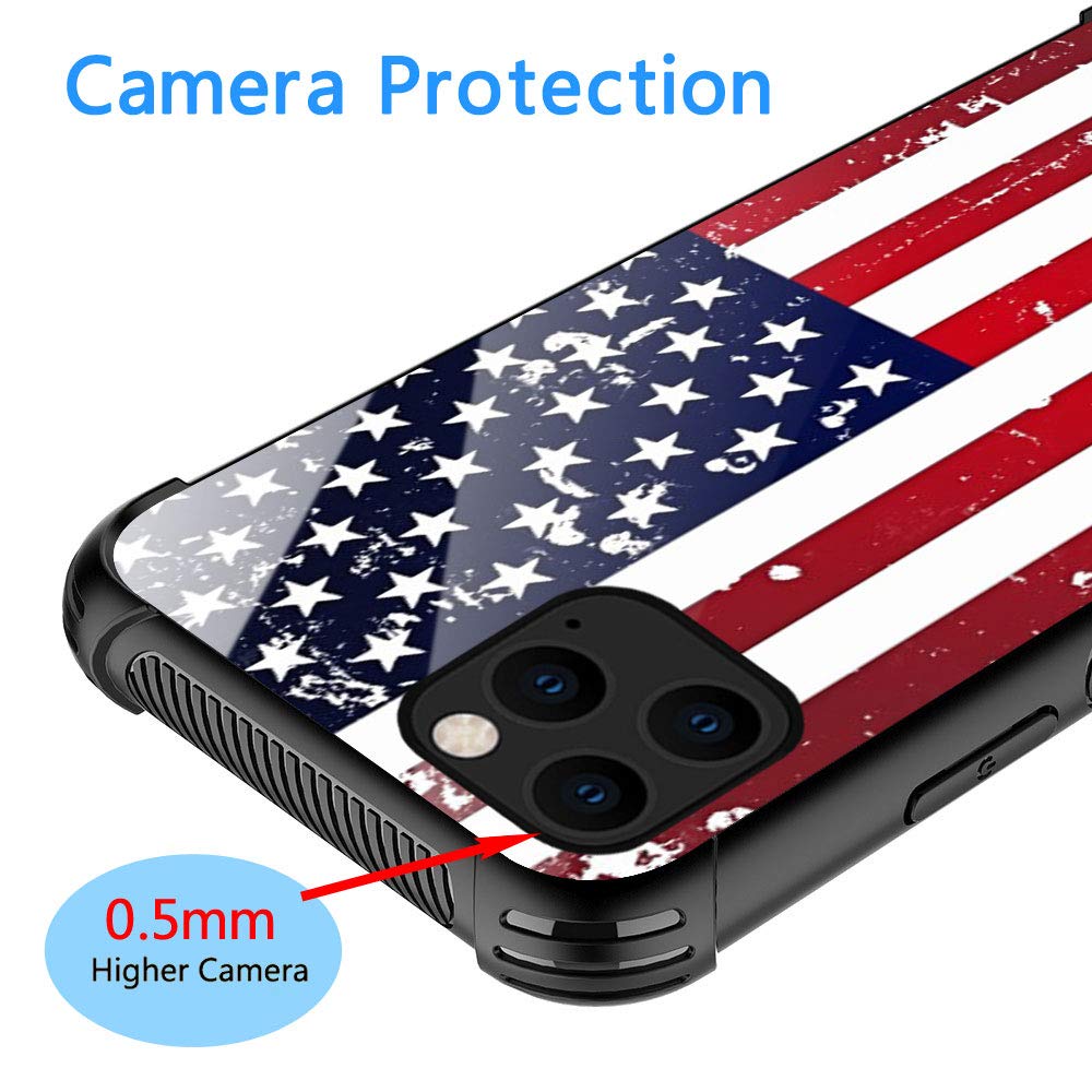 ZHEGAILIAN iPhone 13 Pro Case American Flag Pattern Anti-Scratch Organic Glass Red White 6.1 inch
