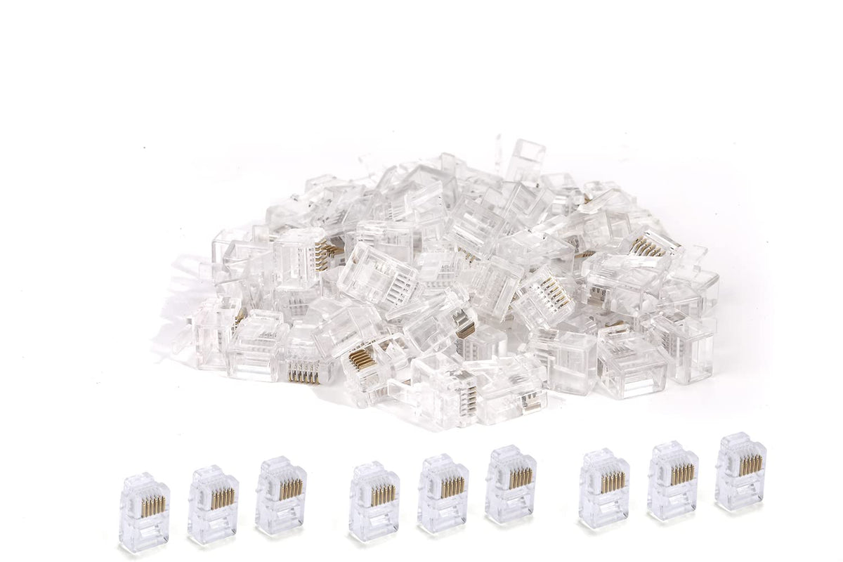 Seefeful 100 Pack Rj11/Rj12 6P6C Phone Modular Telephone Cord Connector Adapter Crimp (6P6C)