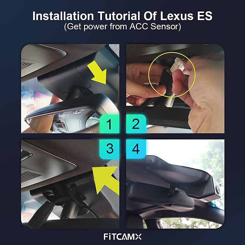 Fitcamx 4K Dash Cam Suitable For Lexus Es 2019 2025 Es350 Es300H F Sport Es250, Oem Style, 2160P Uhd Video, Built In Wifi & App,