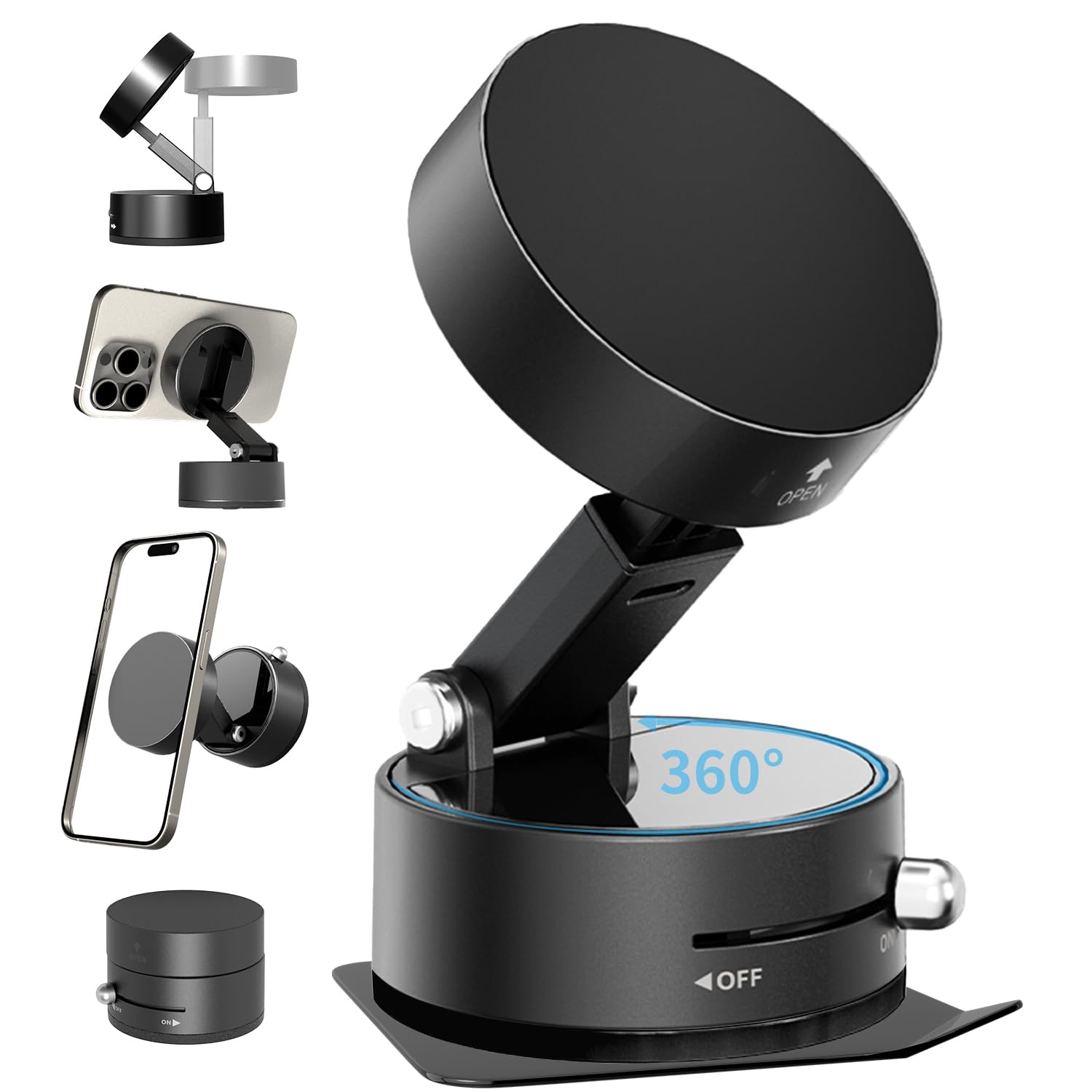 Vacuum Magnetic Phone Stand For Car Mount,?360Rotatable?Suction Cup Cell Phone Holder For Women Men Iphone Samsung Huawei?Waterp