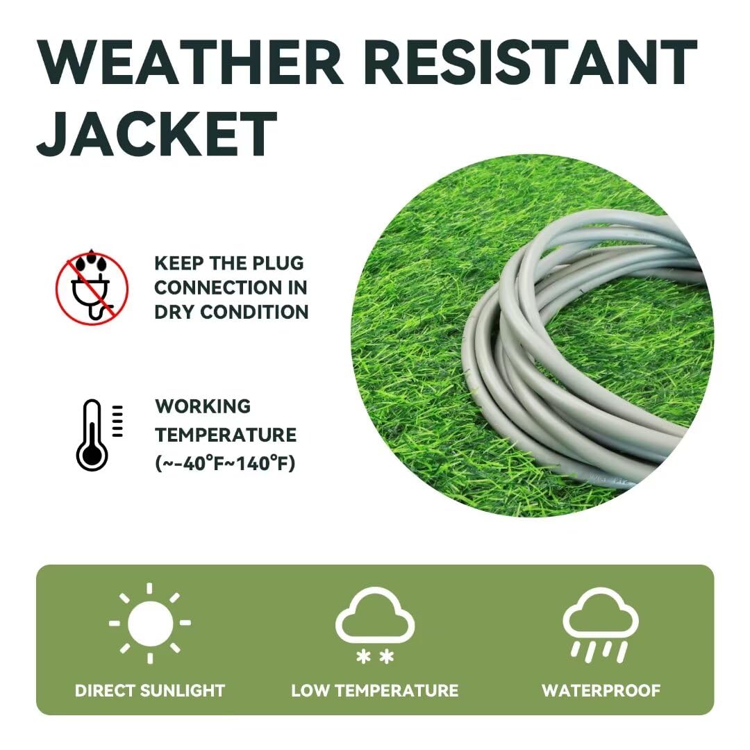 Fnxpow Indoor Extension Cord, 12 Gauge 3 Prong Weatherproof Heavy Duty Gray Extension Cord With Lighted Indicator End, Sjtw 15A