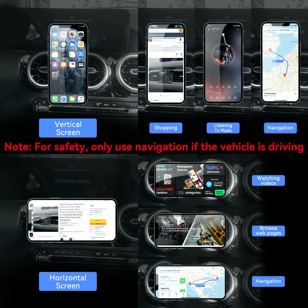 Beerte Fits For Magsafe Car Mount For Mercedes Benz Gla 2021-2025 [20 Strong Magnets] Magnetic Phone Holder For Iphone 15 14 13