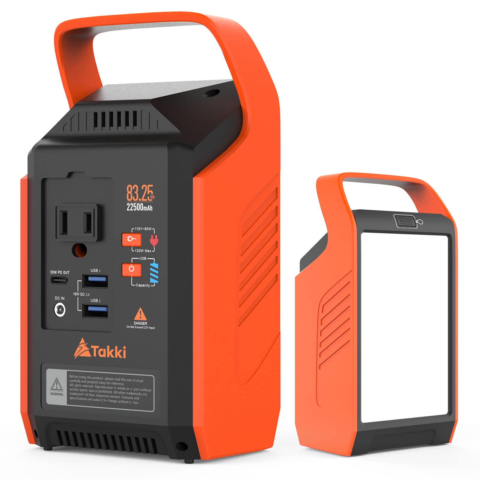 Takki Portable Power Station 83Wh, Camping Solar Generator Power Bank With 110V/80W Ac Outlet, Usb Type C Port, Camping Light Li
