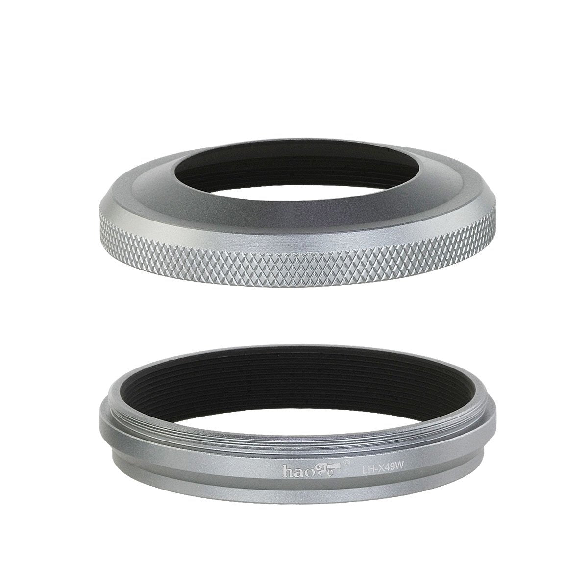 Haoge Lh X49W 2In1 All Metal Ultra Thin Lens Hood With Adapter Ring Set For Fuji Fujifilm Finepix X70 X100 X100S X100T X100F Silver Replaces Fujifilm Lh X100 Ar X100 Lh X70