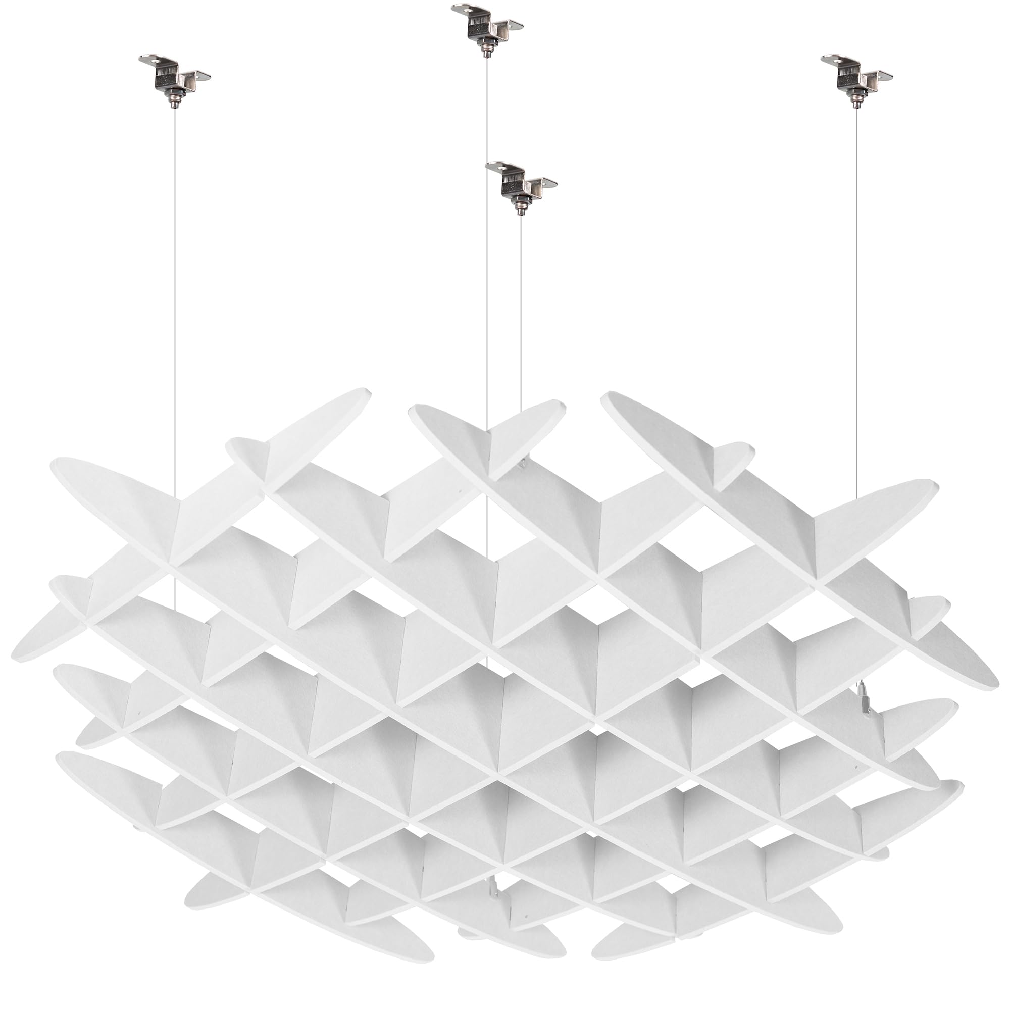 VIVO Acoustic Ceiling Waffle Panel, Hexagonal Hanging Sound Absorber, Modern Noise Reduction Chandelier, White, PP-CW01W