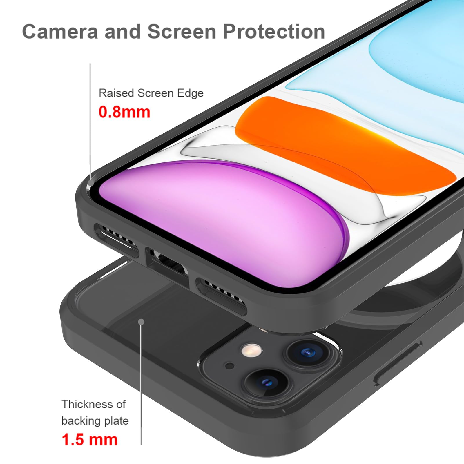 Magnetic For Iphone 11 Case,Compatible With Magsafe,Shockproof Anti Scratch Clear Thin Slim Phone Case.Clear Black Magnetic.