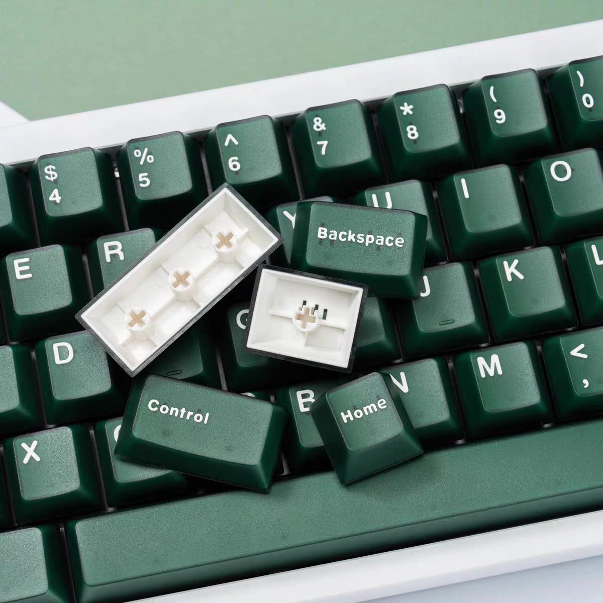 114 Keys Doubleshot Keycaps Cherry Profile Green Translucent Keycaps Set Fit For Cherry Mx Switches Mechanical Keyboard