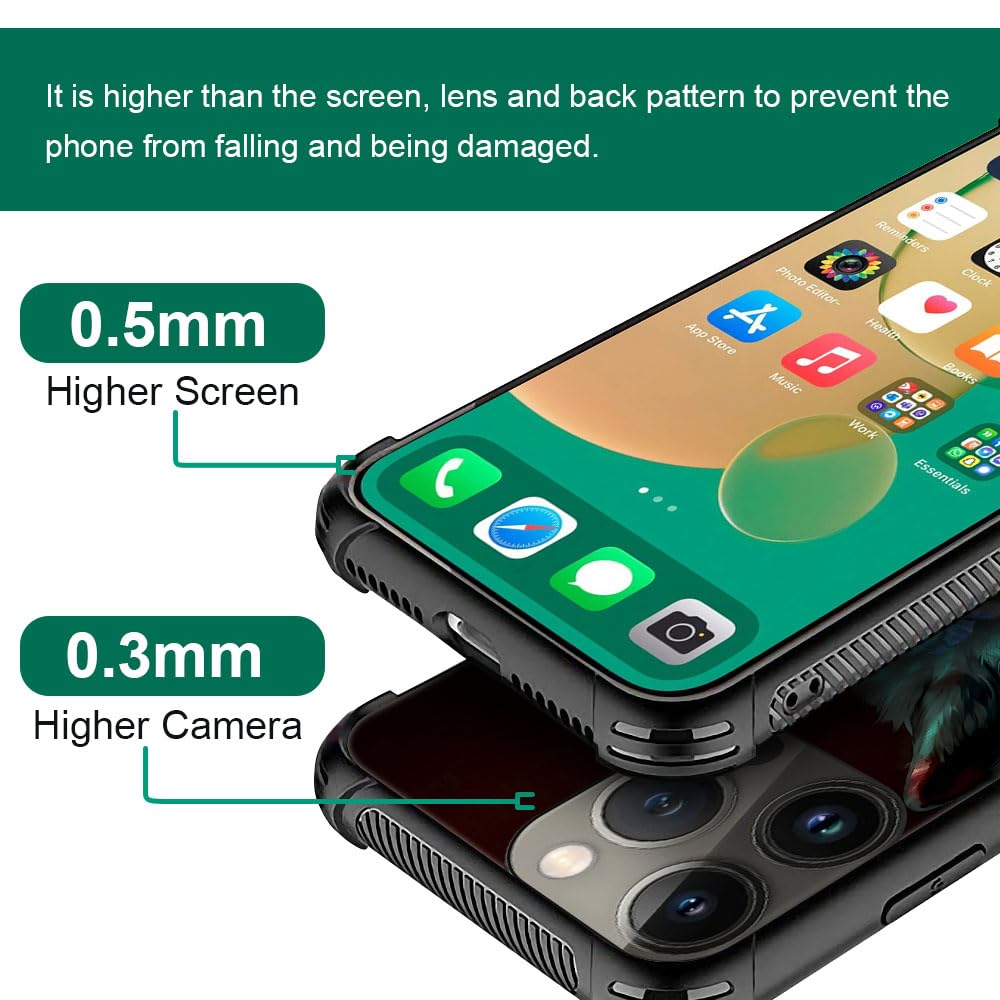 CARLOCA iPhone 13 Hard Acrylic Case Shockproof Anti-Scratch Spiritual Wolf Black Graphic