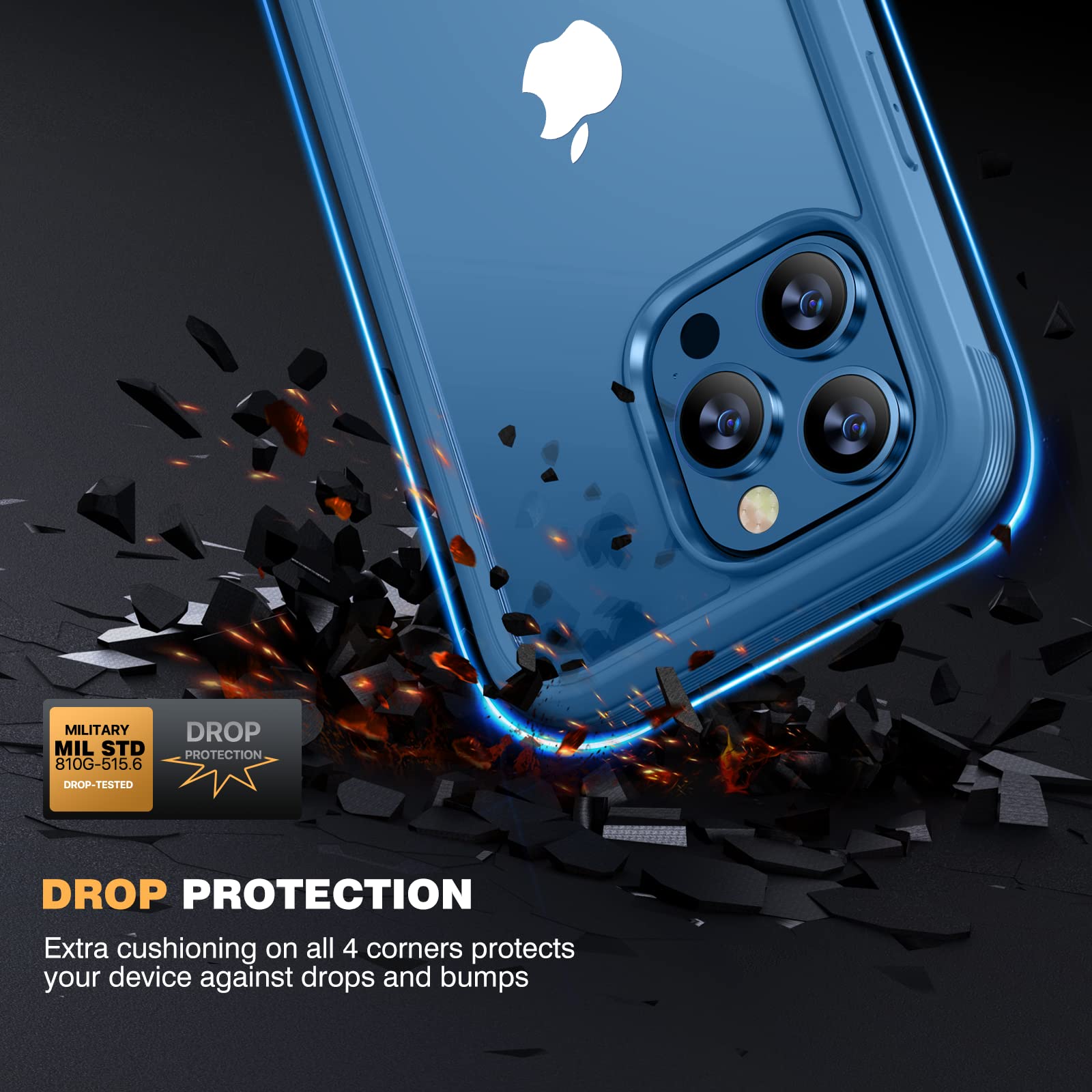 Miracase Designed For Iphone 12 Pro Max Case, Full Body Rugged Case With Built In Touch Sensitive Anti Scratch Screen Protector,