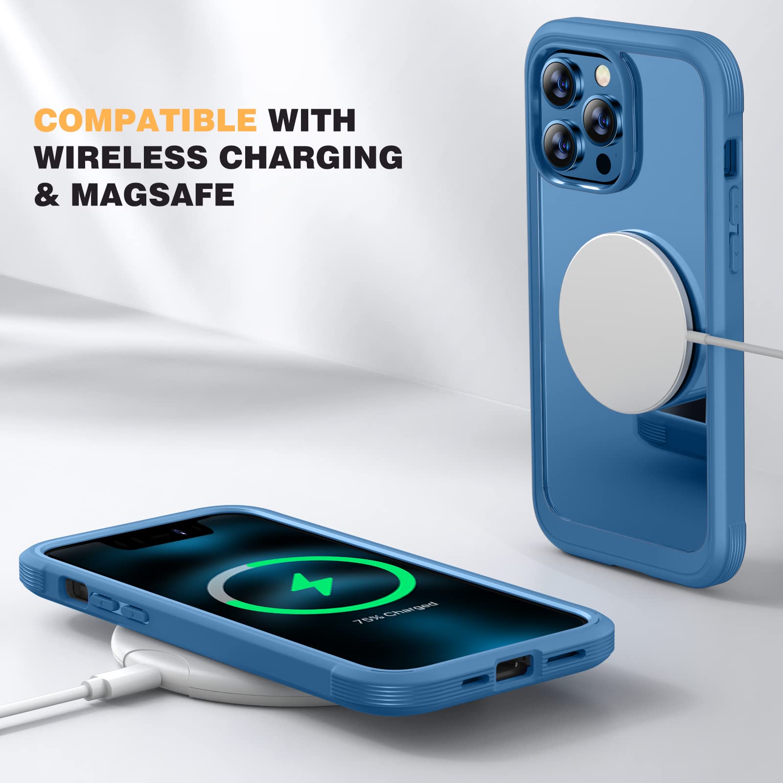 Miracase Designed For Iphone 12 Pro Max Case, Full Body Rugged Case With Built In Touch Sensitive Anti Scratch Screen Protector,