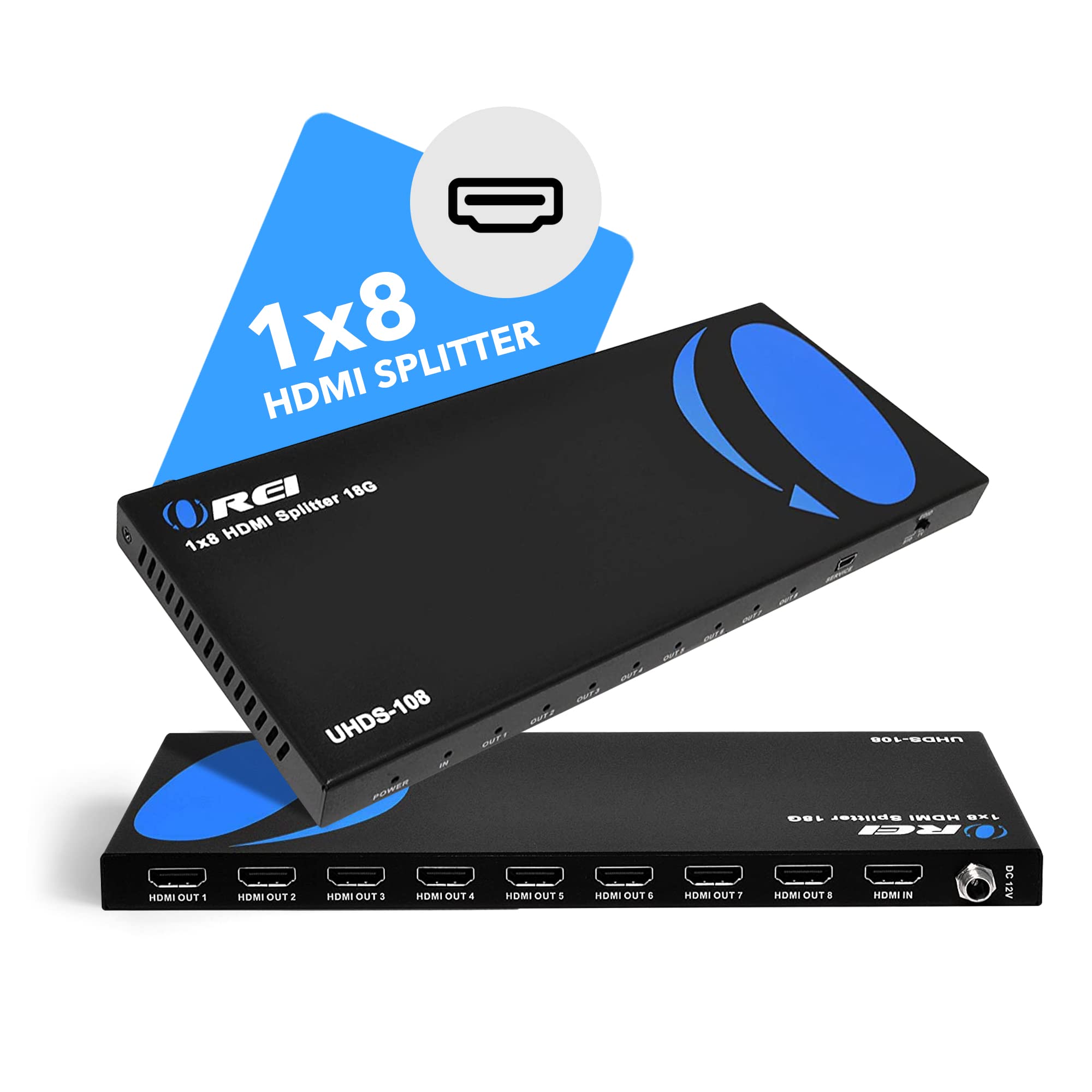 Orei 1X8 2.0 Hdmi Splitter 1 In 8 Out Ports With Full Ultra Hdcp 2.2, 4K At 60Hz & 3D Supports Edid Control   Upto 30 Feet Hdmi