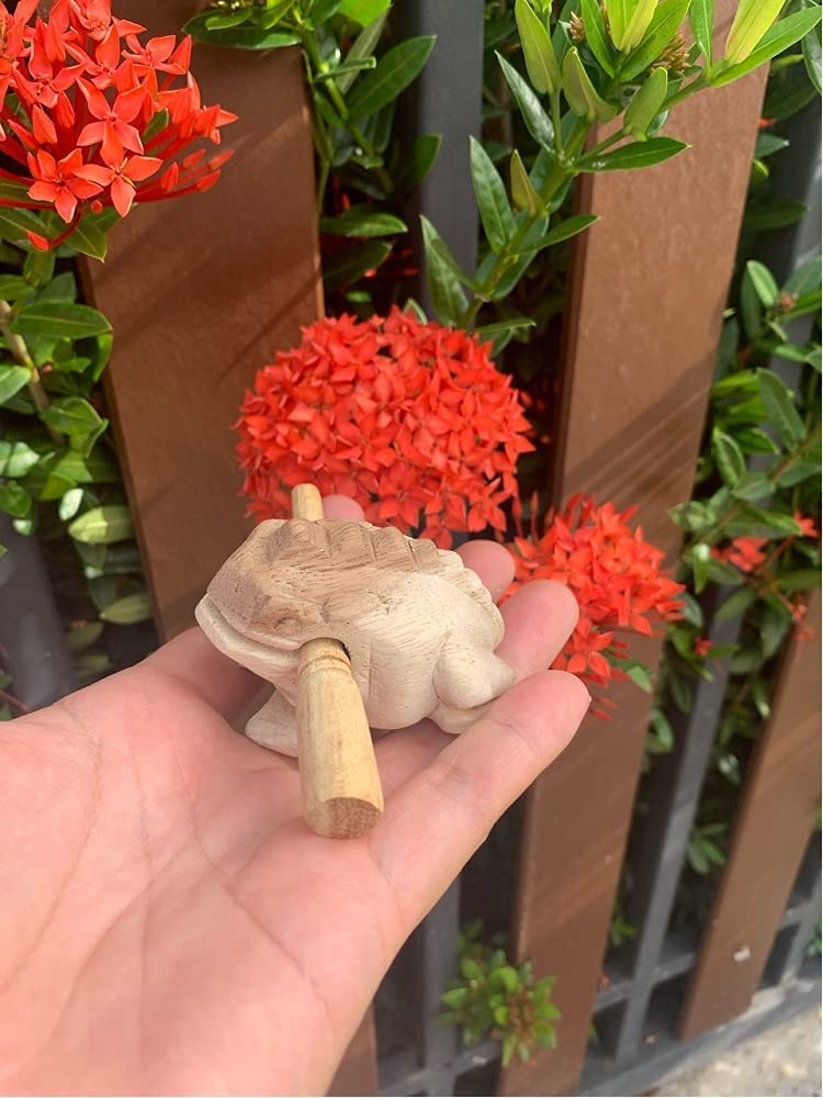 Guiros Percussion Instruments Wooden Frog Wooden Frog Musical Instrument 3 Pieces Set Of 4 Inch Frog, 3 Inch Frog, And 2.25-2.75