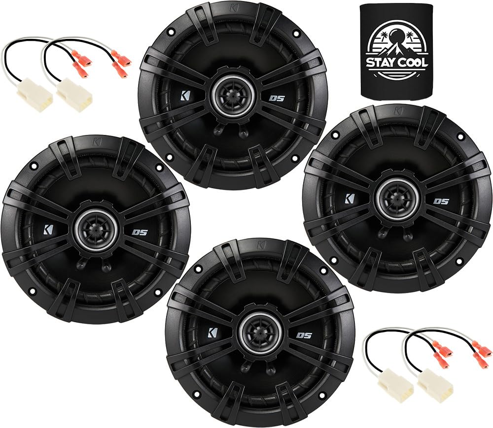 KICKER Dash and Overhead 6.5 Speakers for Jeep Wrangler/Unlimited/JK 07-18 Upgrade Kit - 2 Pairs of DS Series 6 1/2 Inch Coaxial