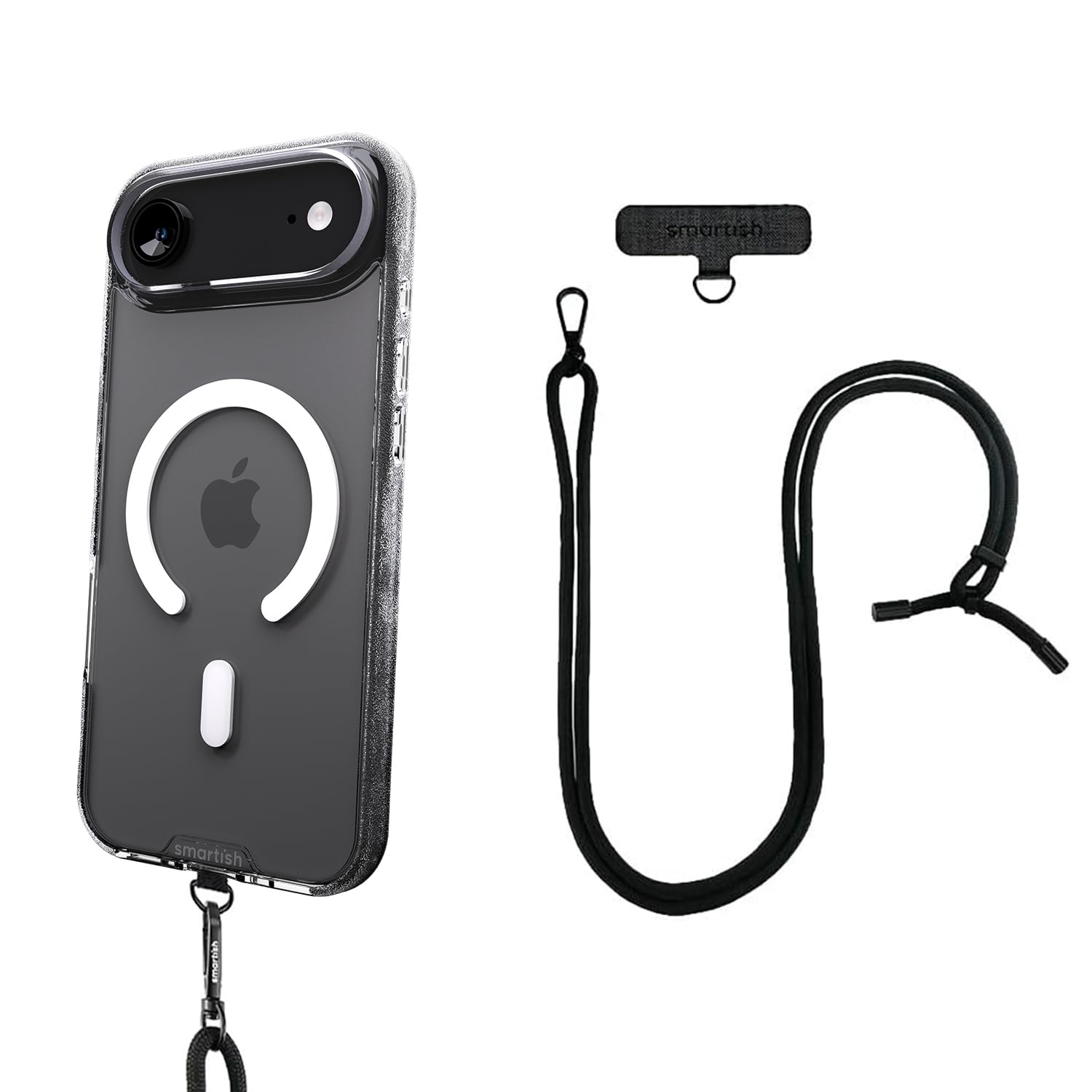 Smartish iPhone Air MagSafe Clear Case + Crossbody Lanyard Strap - Magnetic Slim Case - Anti-Yellow Thin Grip Cover + Detachable