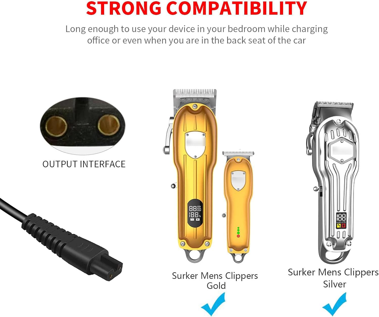 Merom Charger Cord Compatible With Surker Mens Hair Grooming Trimmer K7S K7S Silver K7S Gold K9S Sk 1616 Replacement Hair Clippe