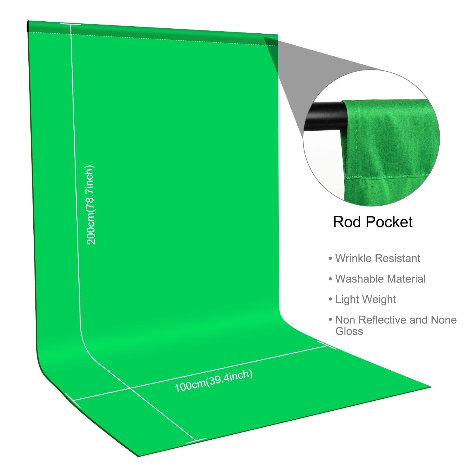 Small Green Screen Backdrops Photo Background For Photography, Puluz 3.3Ft  6.6Ft Cloth Greenscreen Background Kit Washable Curt