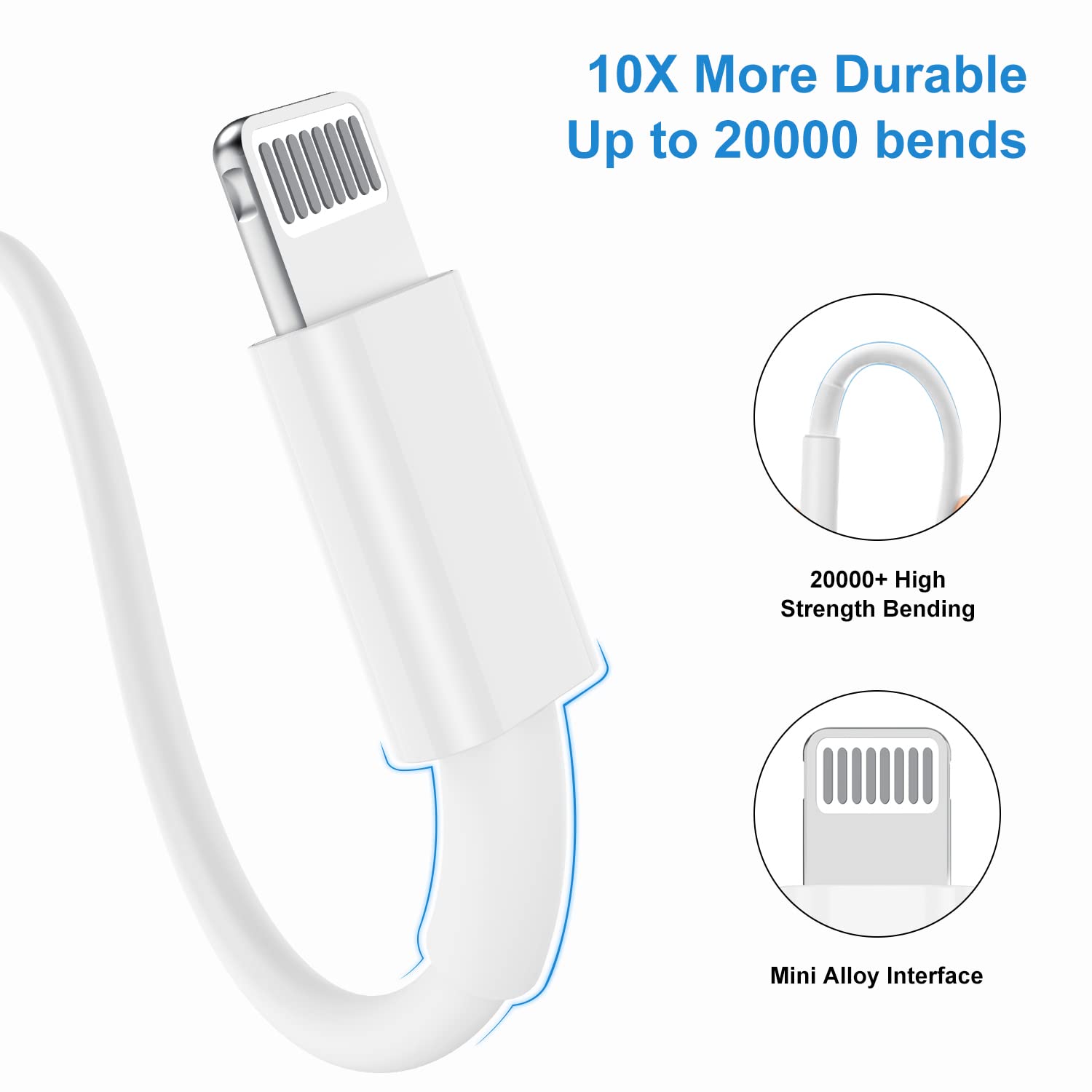 Qziiw [Apple Mfi Certified For Iphone Charger Cable 10 Ft, 3Pack Extra Long Usb To Lightning Cable 10 Feet,Apple Charging Power