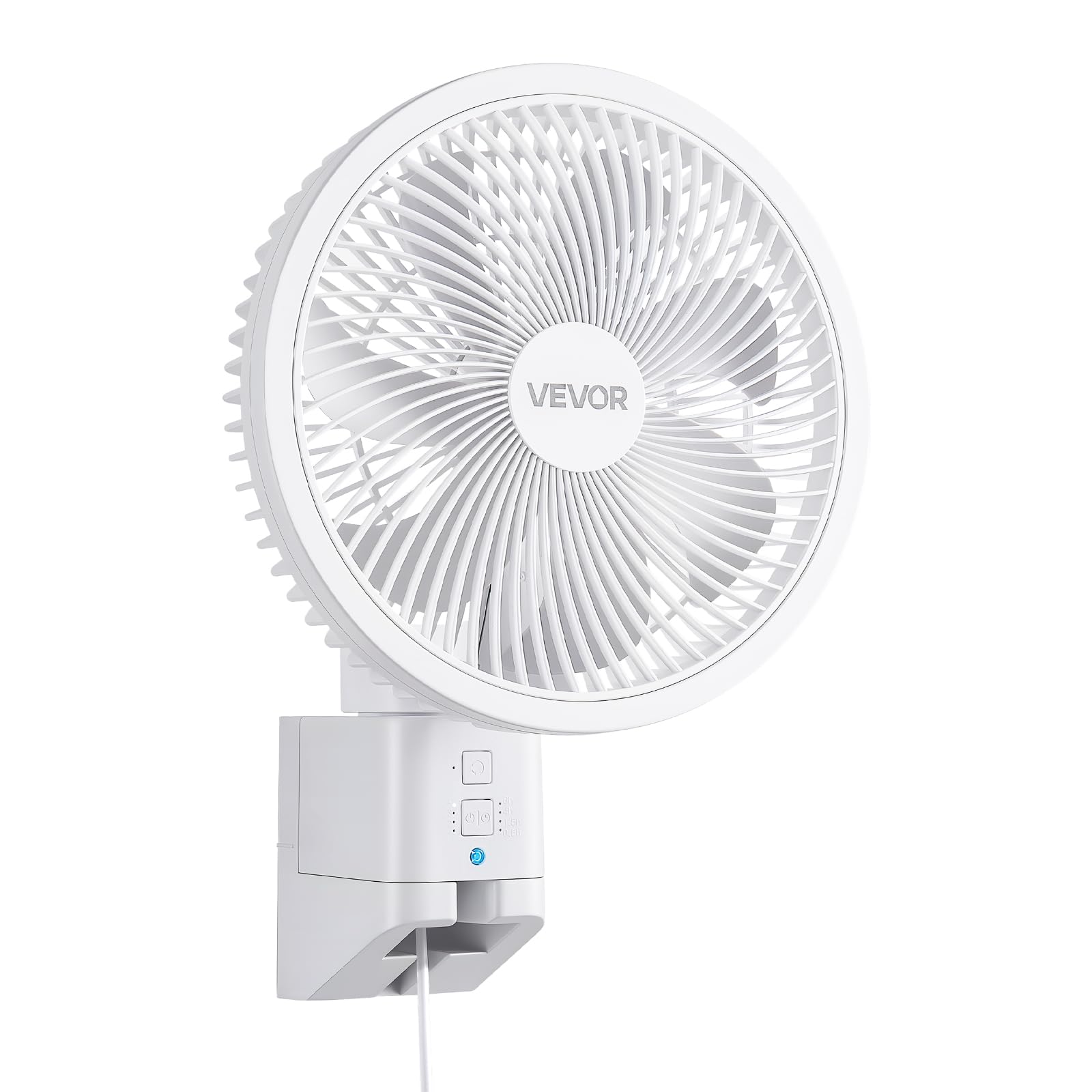VEVOR 22 Inch Wall Mounted Fan with Lights, Remote Control, 6-Speed Plug-in Fan with Reversible Airflow, Dimmable 3-Color Light,