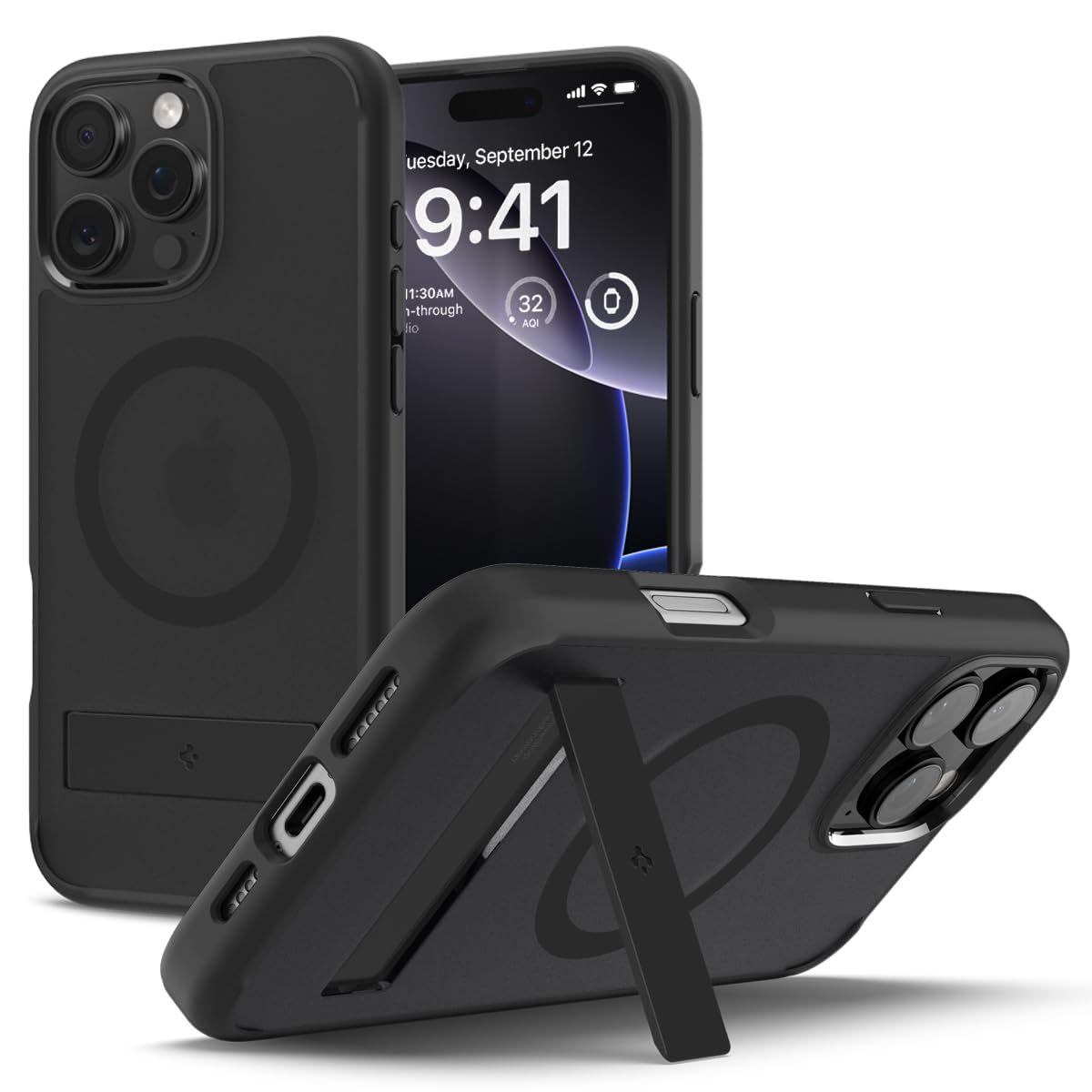 Spigen Ultra Hybrid S MagFit Designed for iPhone 16 Pro Max Case [Kickstand] [Anti Yellowing], Compatible with MagSafe - Frost B