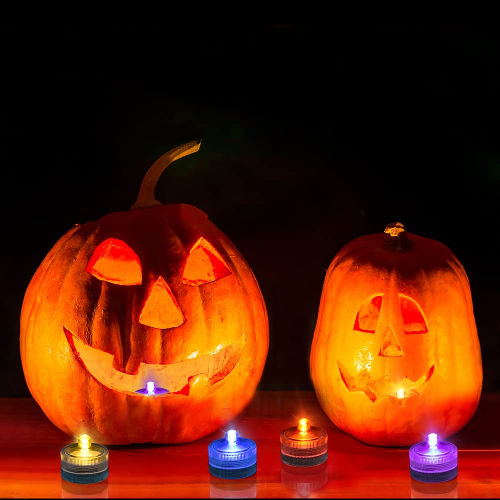 Idyl Light Blue Submersible Led Lights, Waterproof Tea Lights Underwater Mini Pool Lights Battery Operated Flameless For Vases F